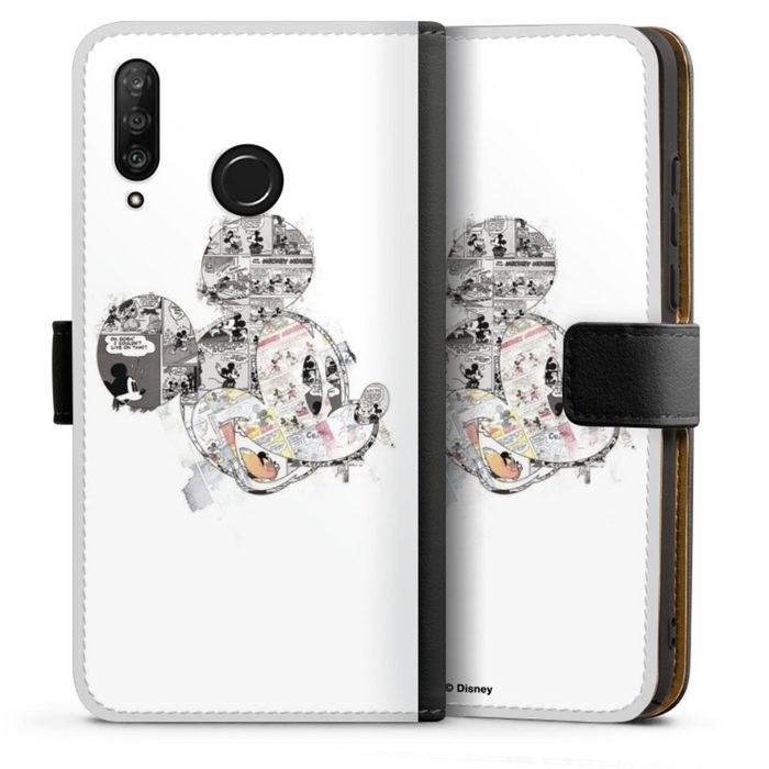 DeinDesign Handyhülle Mickey Mouse Offizielles Lizenzprodukt Disney Mickey Mouse - Collage Huawei P30 Lite Hülle Handy Flip Case Wallet Cover Handytasche Leder