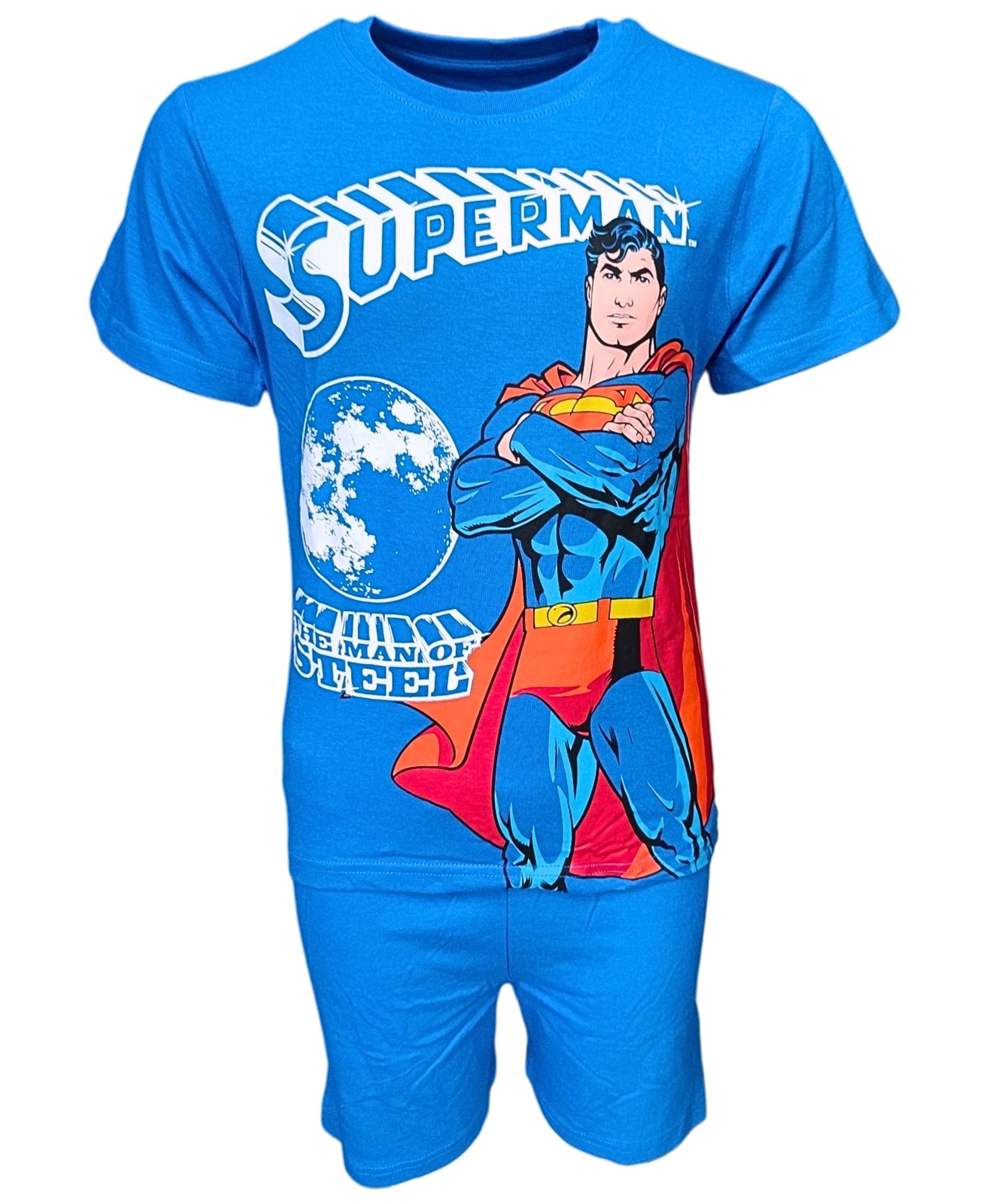 Superman Schlafanzug THE MAN OF STEEL (2 tlg) Jungen Shorty aus Baumwolle Gr. 104 - 134 cm