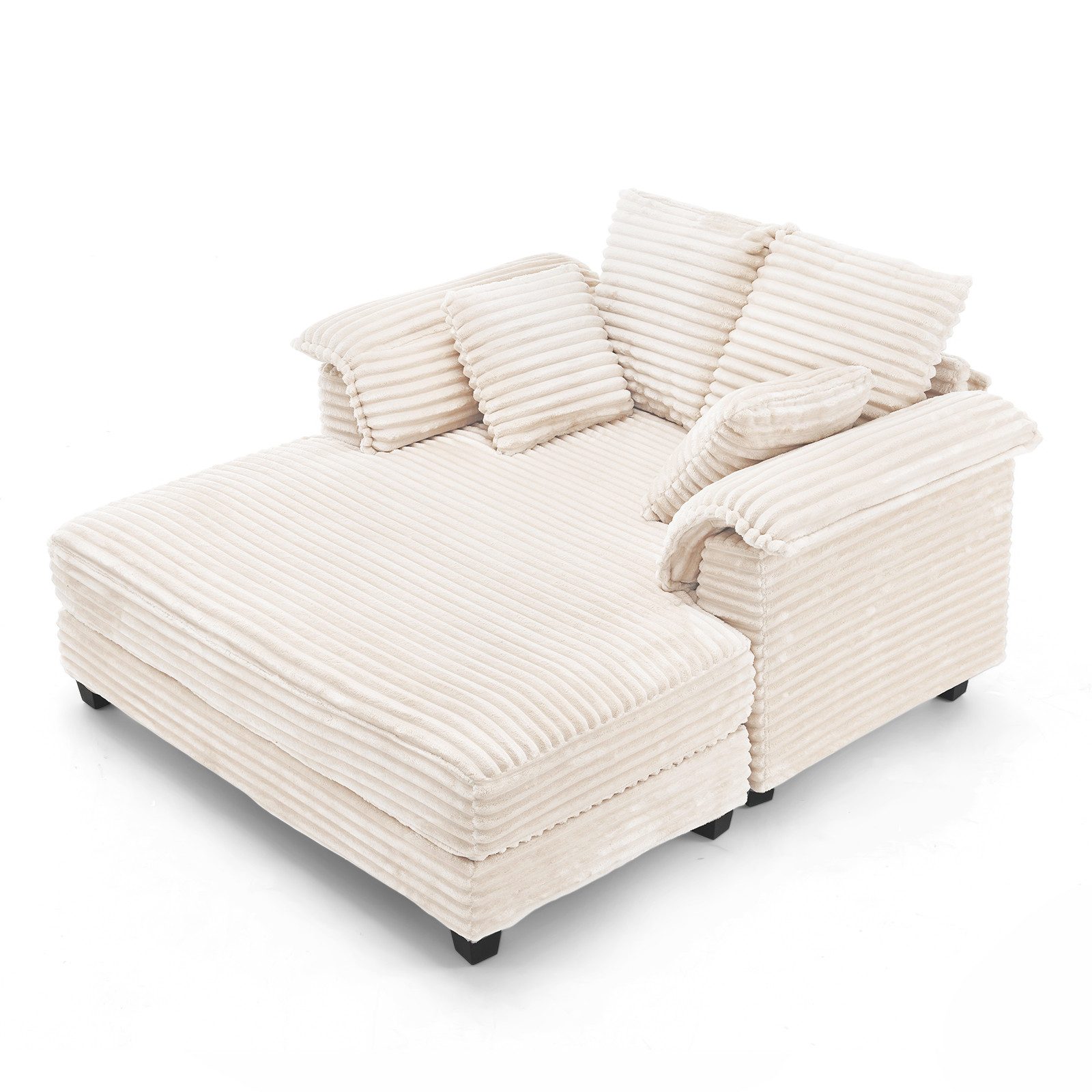 VINGLI Chaiselongue 2-Sitzer Cord Schlafsofa, Breite 142cm, Loungesofa mit Schlaffsunktion, Großer Chaiselongue-Sessel für Wohnzimmer, Schlafzimmer oder Büro
