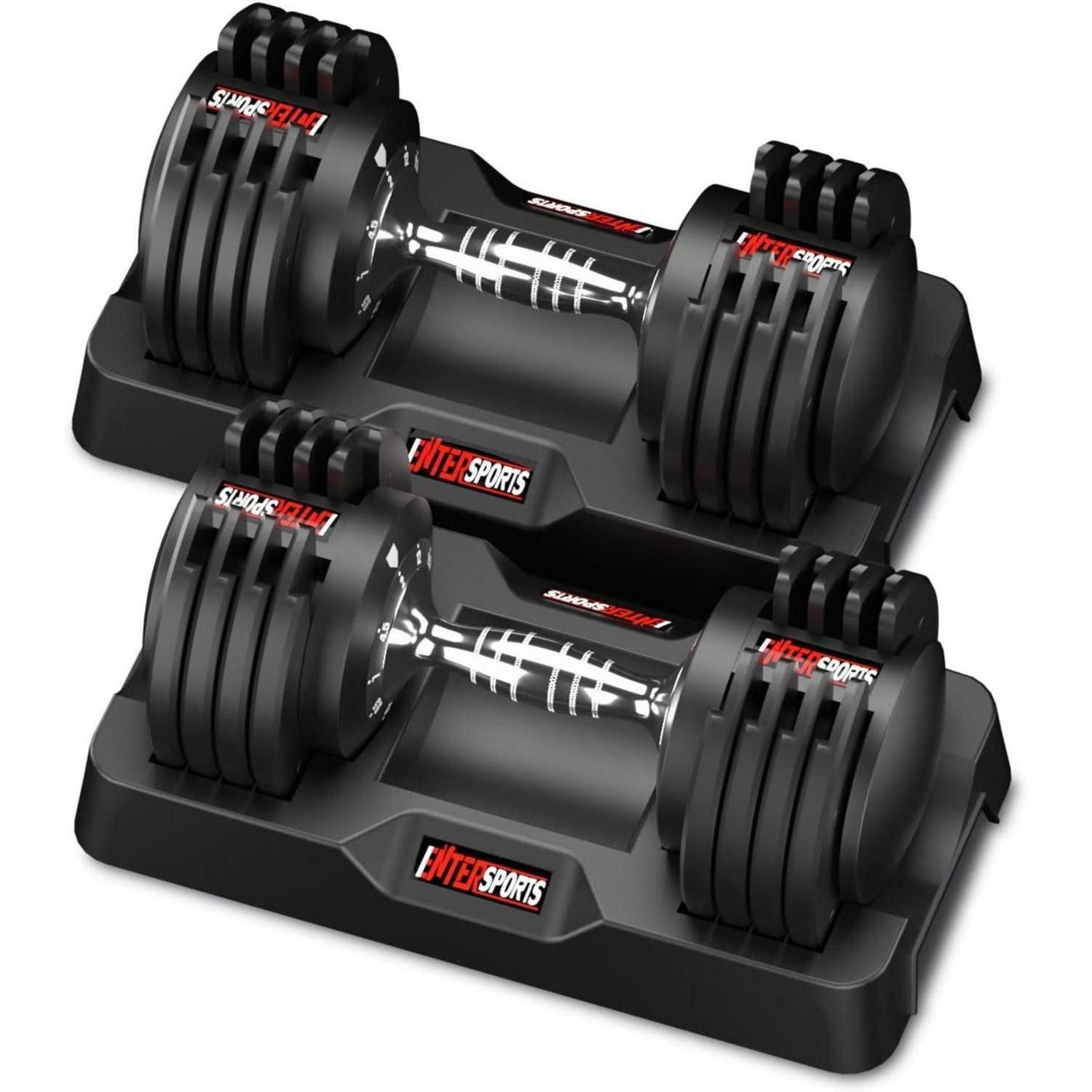 EnterSports Kurzhantel Verstellbare Hanteln 12kg/18kg 5 Gewichtsstufen rutschfester Griff