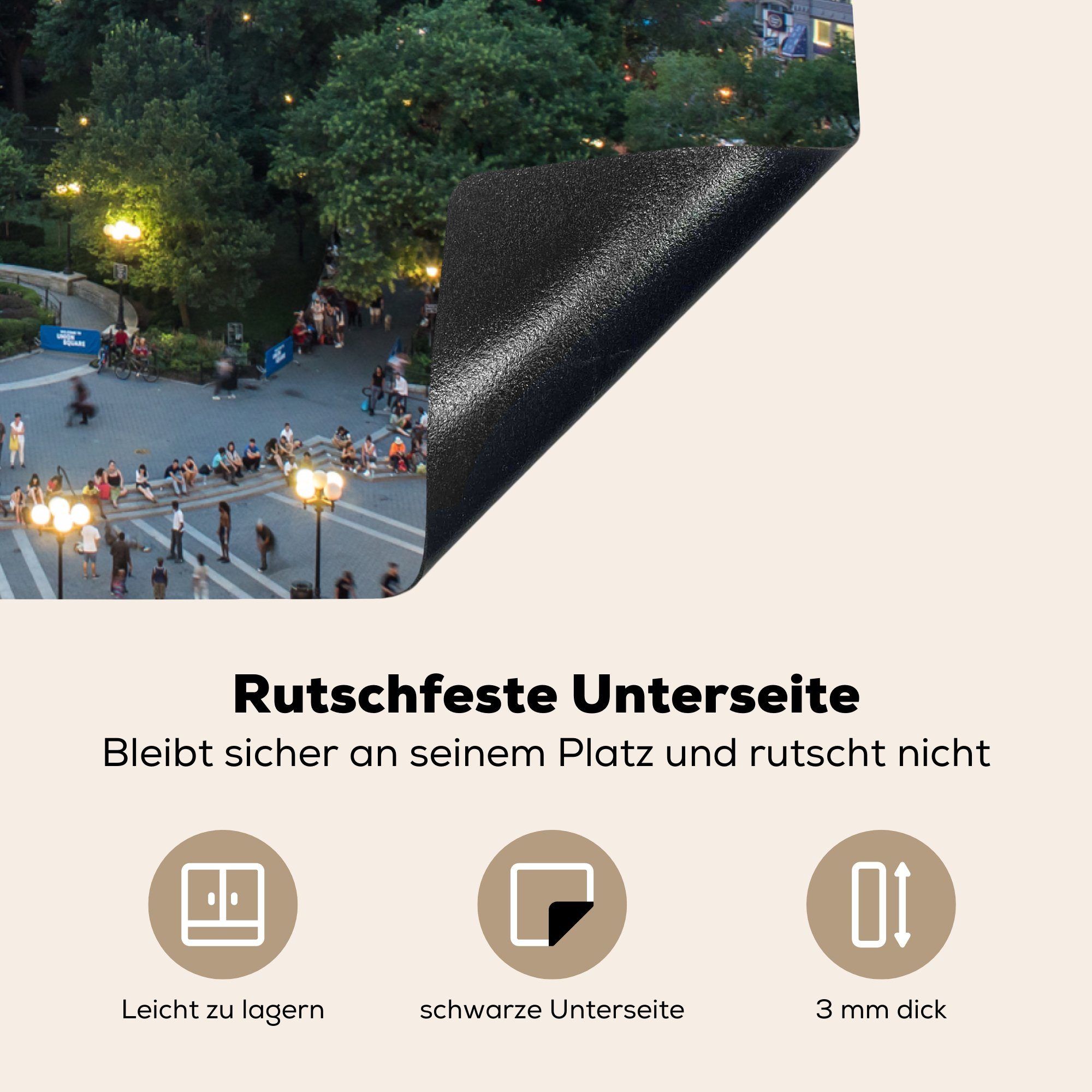 Schutz Platz Ceranfeldabdeckung küche, cm, Vinyl, tlg), Herdblende-/Abdeckplatte New für - York MuchoWow Induktionskochfeld (1 - Baum, die 71x52