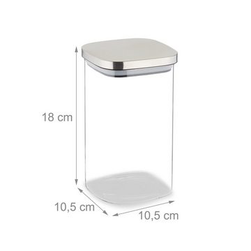 relaxdays Vorratsglas 3er Set Vorratsgläser mit Deckel 1200 ml, Glas
