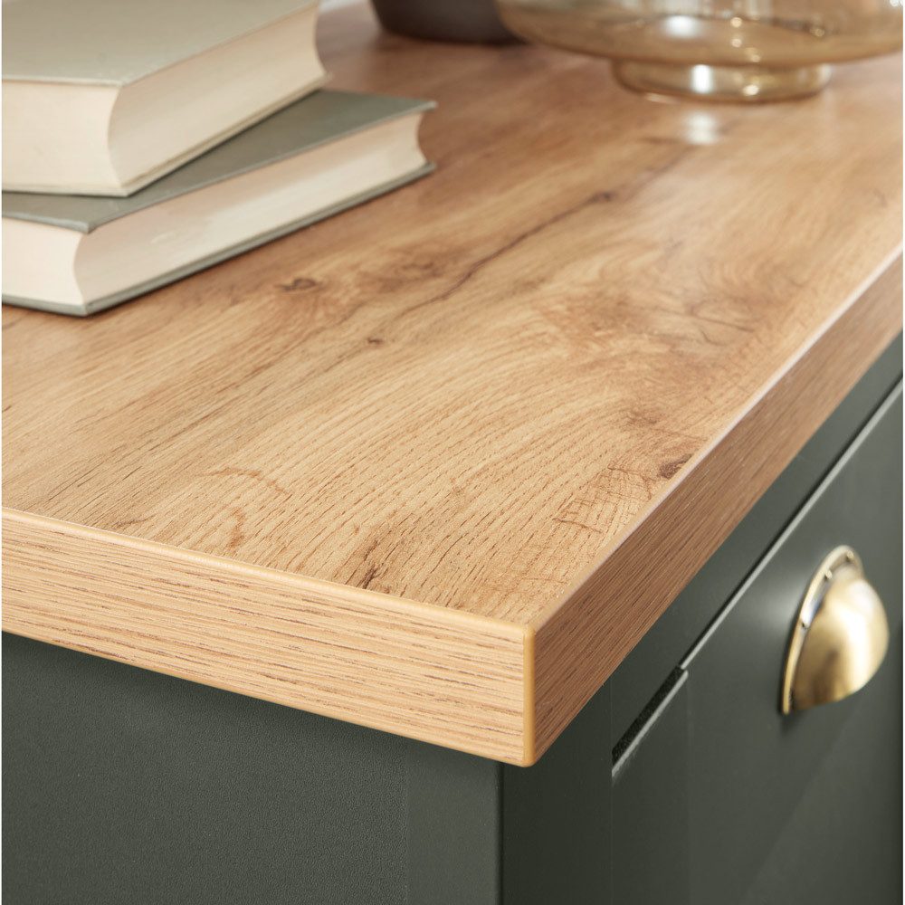 Lomadox Wohnwand CINCINNATI-61, (6-St), grün mit Wotan Eiche mit Beleuchtun günstig online kaufen