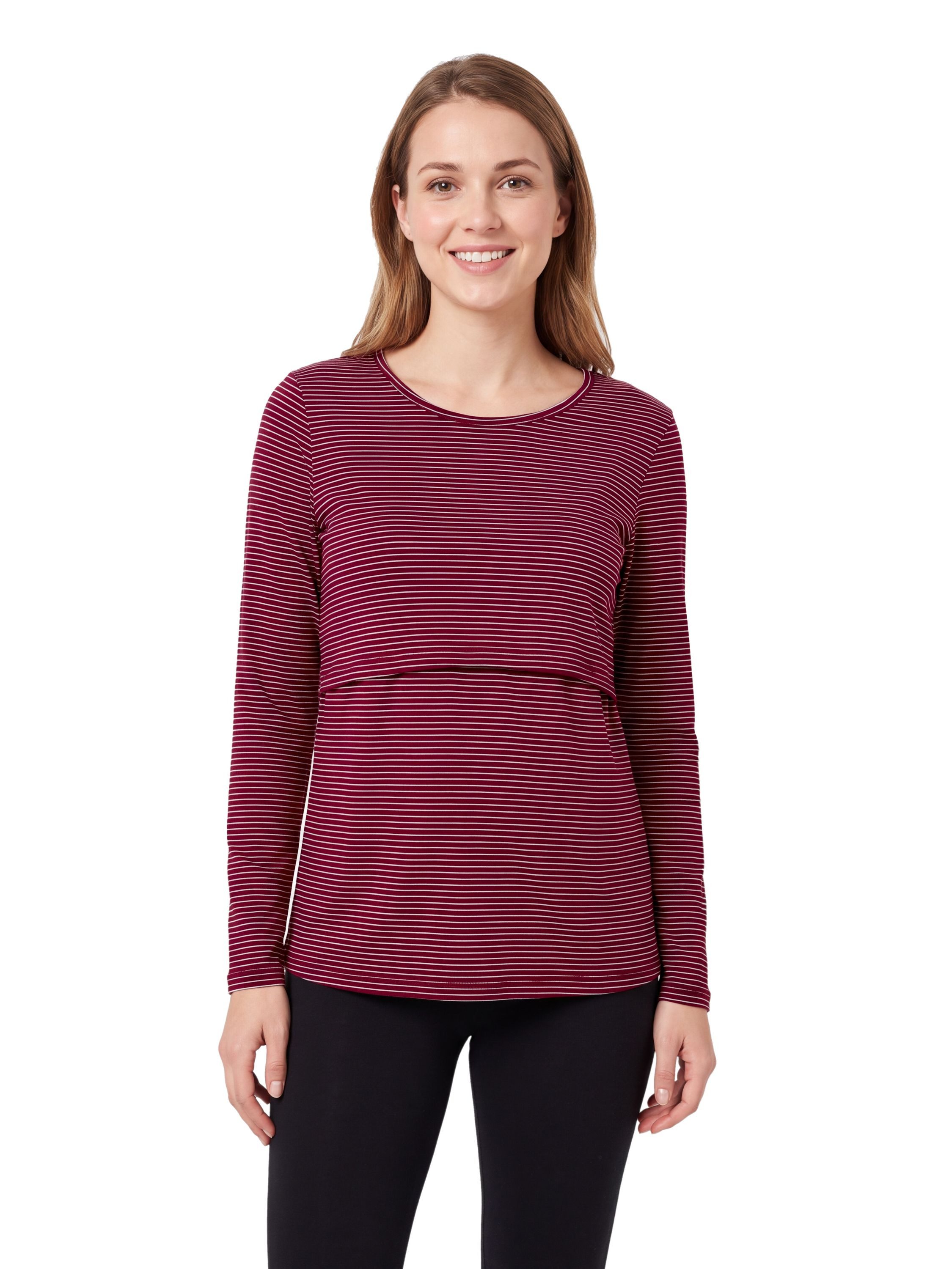 Alkato Stillshirt Alkato Damen Langarm Stillshirt mit Rundhals aus Baumwolle