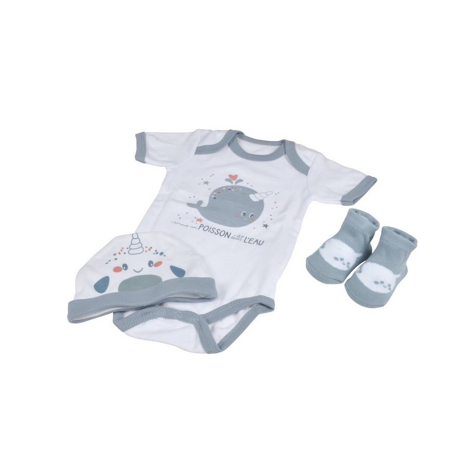 dynamic24 Neugeborenen-Geschenkset Baby Set 3 tlg. Sea Erstlingsset  Erstausstattung Geschenk Outfit