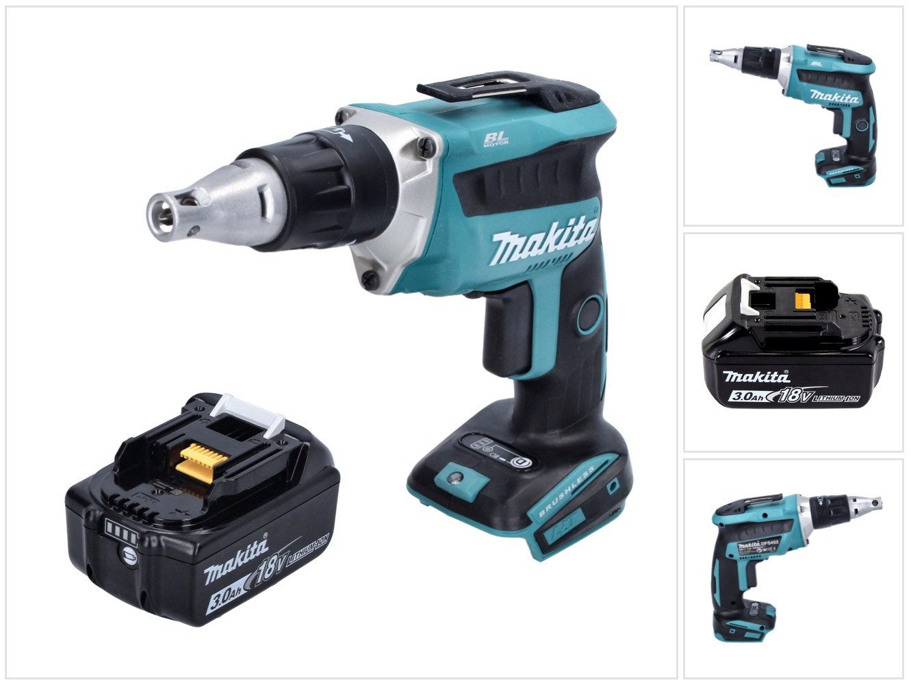 Makita Akku-Trockenbauschrauber DFS 452 F1 Akku Schnellbauschrauber 18 V Brushless + 1x Akku 3,0 Ah -
