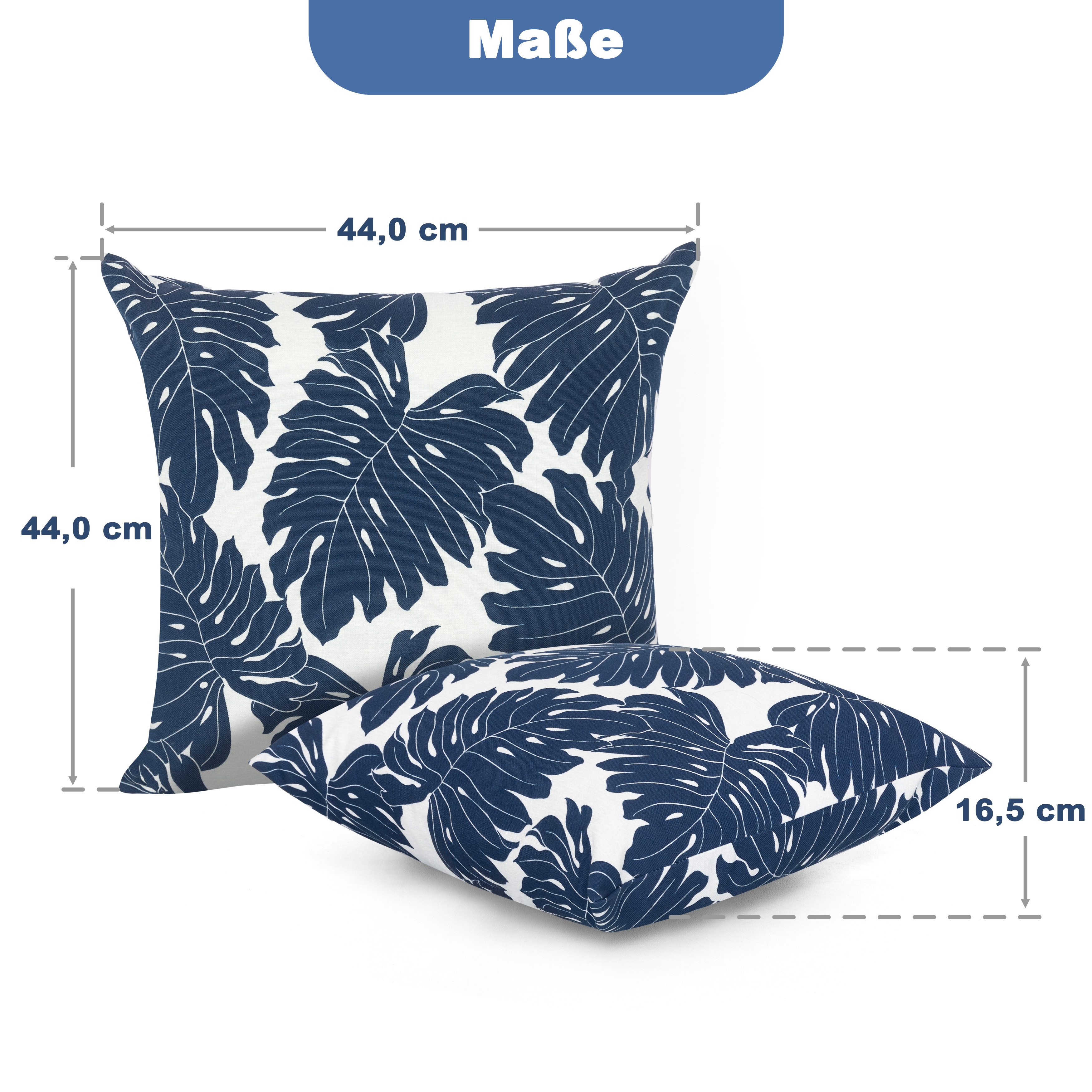Avestar Dekokissen 44 x 44 cm Outdoor Kissen für die Terrasse, mit Palmblattmuster