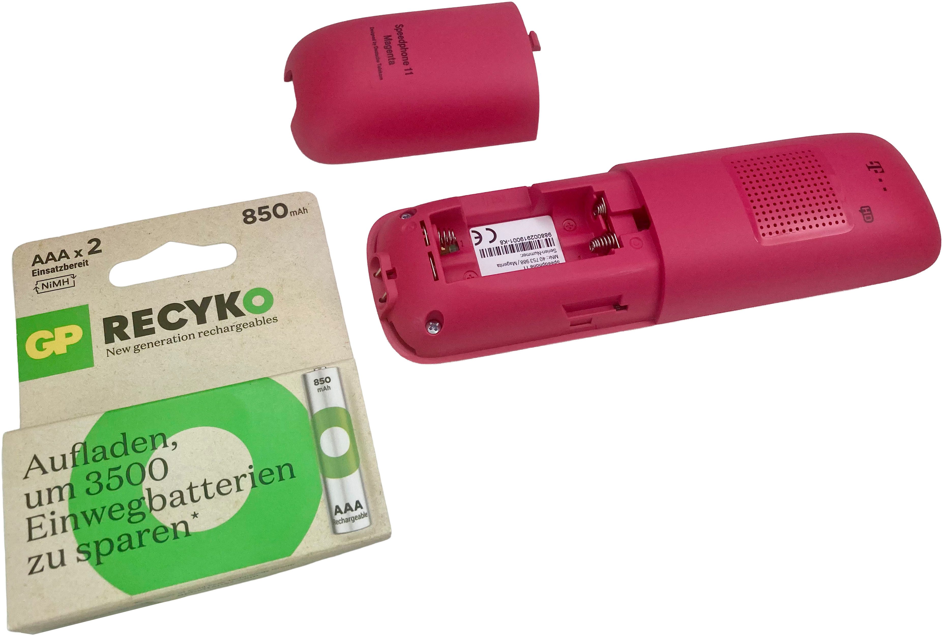 Telekom Akkupack 2x AAA (1,2V) 850mAh wiederaufladbar für schnurlos Telefone Akkupacks 850 mAh (2 St), Festnetztelefon DECT Panasonic Gigaset Telekom Sinus Speedphone
