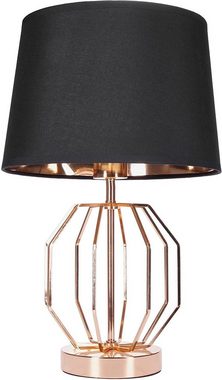 BRUBAKER Nachttischlampe Vintage Tischlampe Gold Gitter Muster, ohne Leuchtmittel, Moderne Tischleuchten mit Metallfuß, Höhe 45 cm, Deko Nachttischlampen 1x oder 2er Set