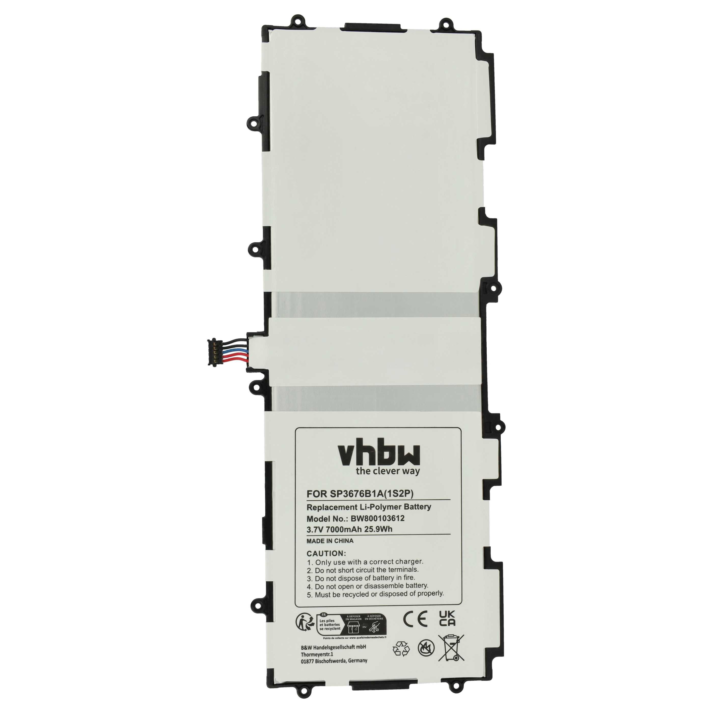 vhbw Akku Ersatz für Samsung SP3676B1A, SP3676B1A(1S2P) für Tablet / Tablet-Akku Akku Li-Polymer 7000 mAh (3,7 V, 1 St), Leistungsfähiger Austausch-Akku für Ihren Tablet-Computer
