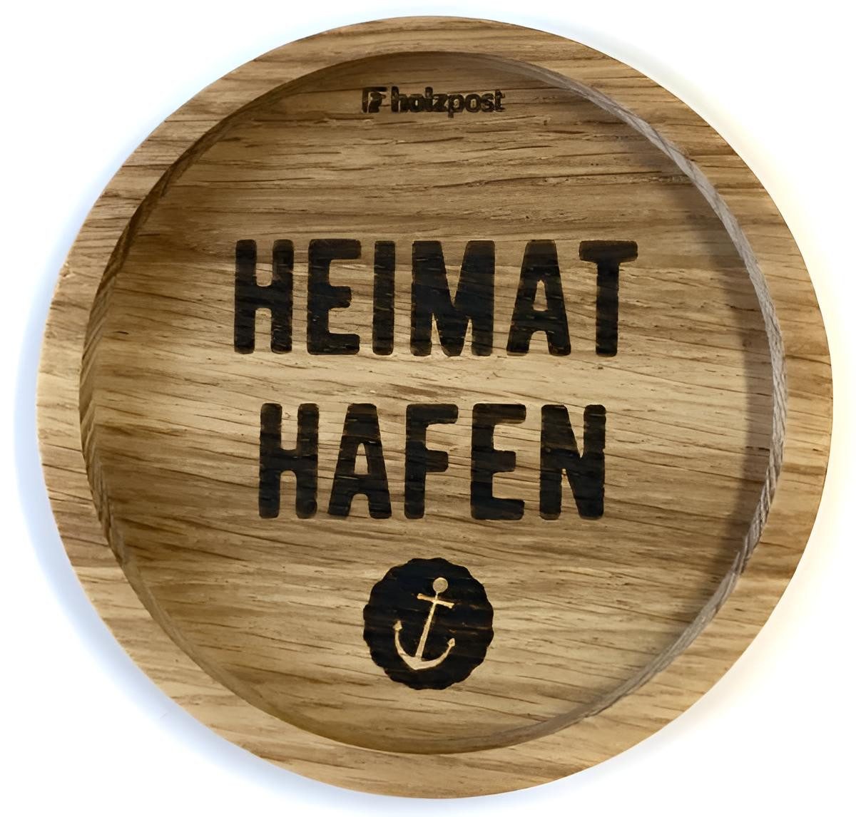 holzpost GmbH Getränkeuntersetzer Holz-Untersetzer Eiche mit Gravur – Rustikaler Glasuntersetzer Ø11,2cm, Zubehör für Gläser, Tassen, Becher, Flaschen, Kerzen, Tischdekoration im Landhaus-, Boho- oder modernen Stil, Echtholz - Gefertigt in Deutschland