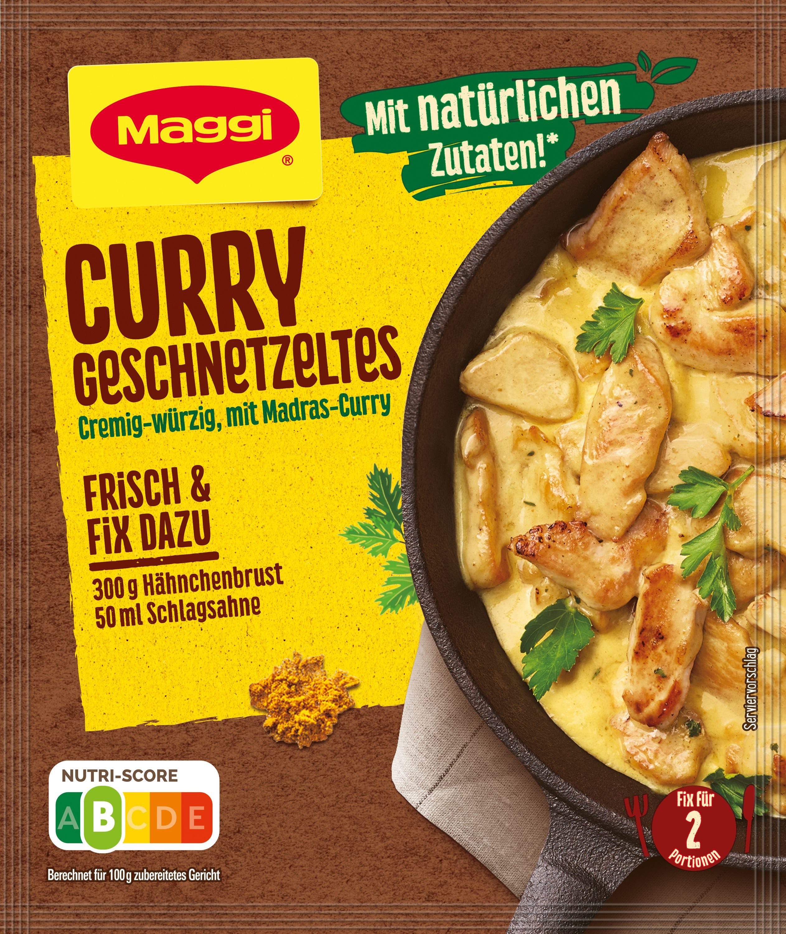 MAGGI Saucen, Maggi Fix Frisch Curry Geschnetzeltes Wuerzmix herzhaft lecker 41 g