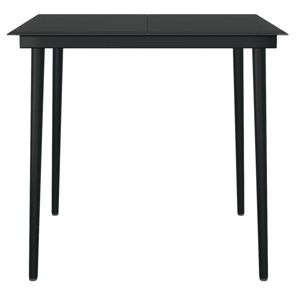 furnicato Esstisch Minimalistischer aus Stahl und Glas 80x80x74 cm Schwarz (1-St), Witterungsbeständiger Outdoor-Tisch für den Garten oder Balkon