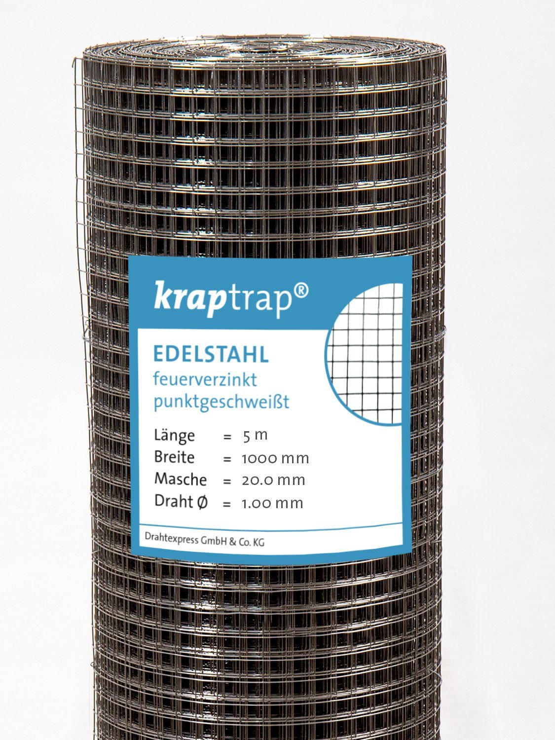 Kraptrap® Voliere Volierendraht Edelstahl V2A I Käfigdraht Schweißgitter I 1,00 mm stark Drahtzaun Maschendraht Drahtzaun
