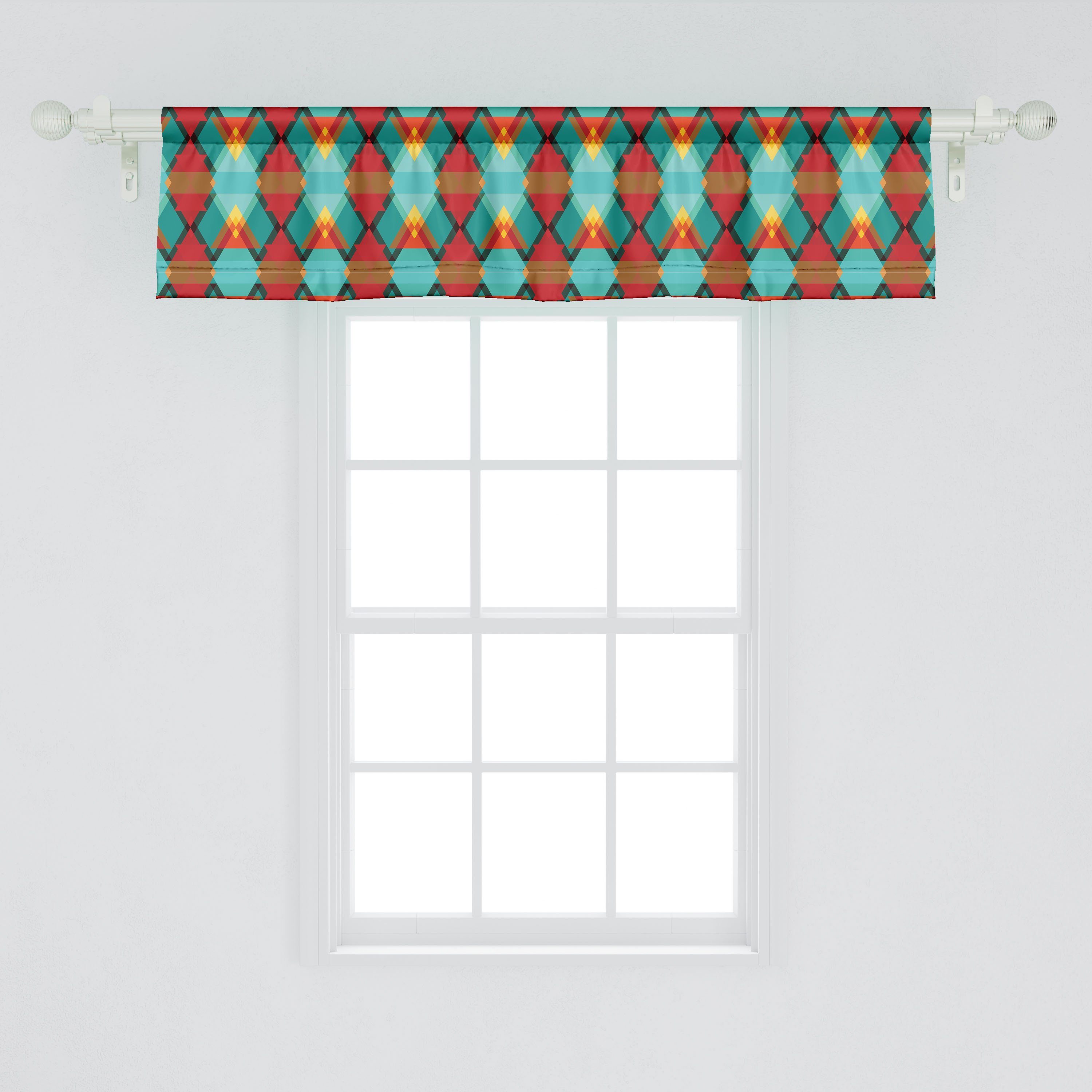Vorhang Volant für Scheibengardine Schlafzimmer Geometrisch Schneidene Küche Triangles Stangentasche, Dekor Abakuhaus, mit Microfaser,