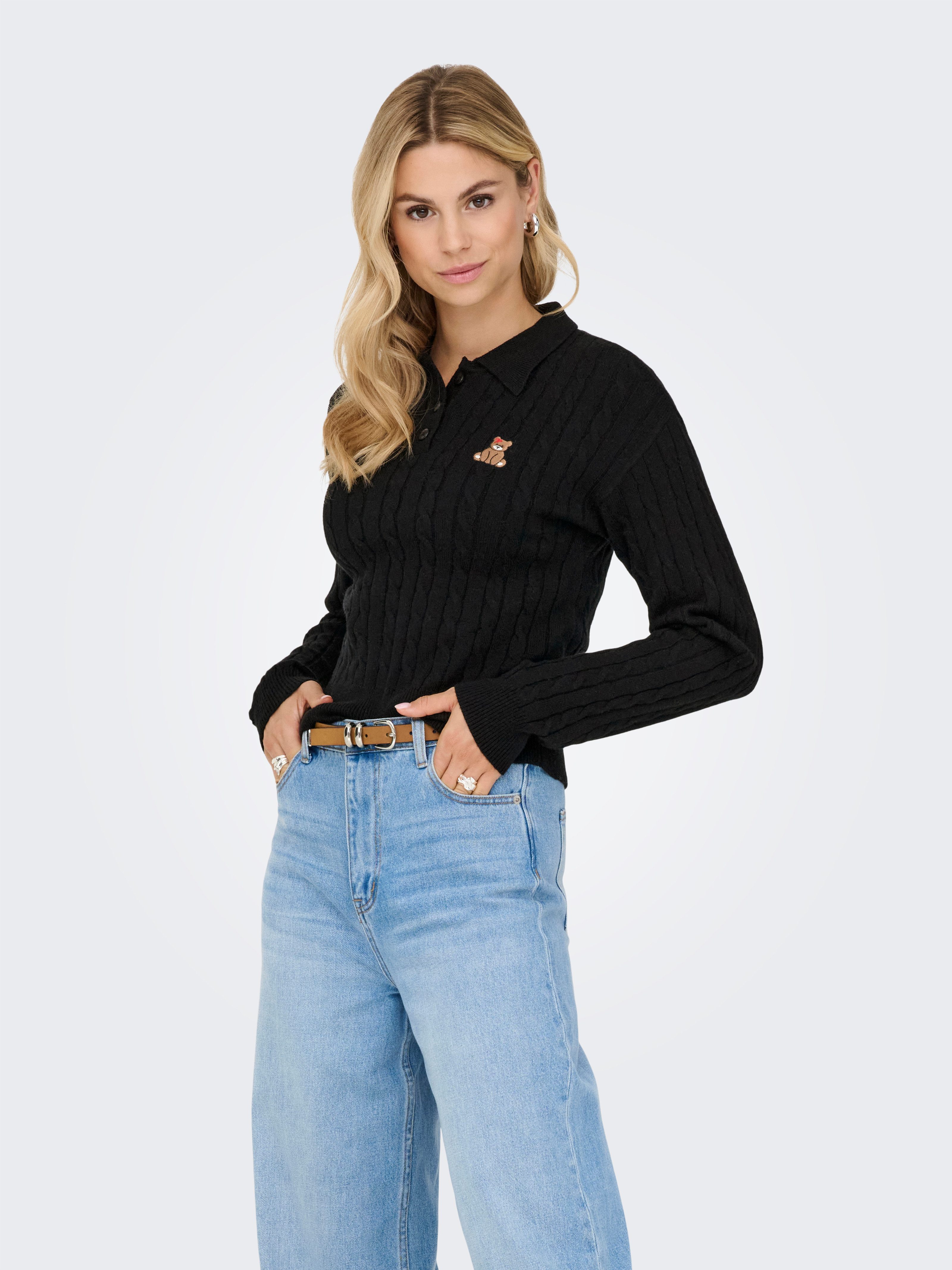 ONLY Strickpullover ONLKATIA LS CABLE POLO CC KNT