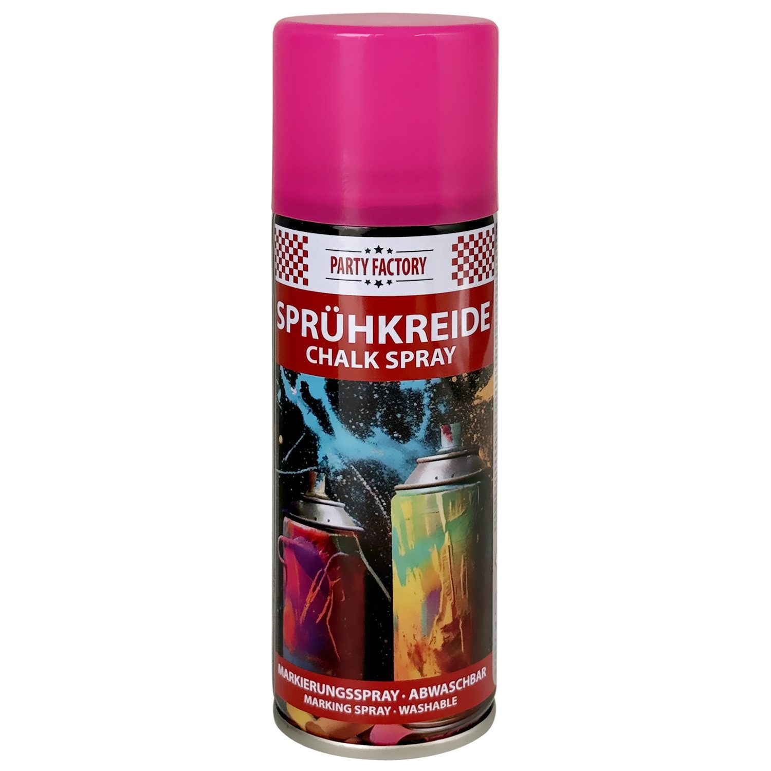 Party Factory Kreidespray Sprühkreide 100 ml – Abwaschbares Kreidespray in 6 Farben Markierungen, für Sport, Events, Spiele und kreative Outdoor-Projekte