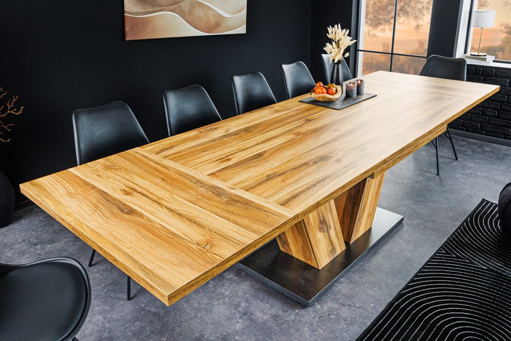 riess-ambiente Esstisch MONTREAL 180-280cm natur - Eiche-Design, ausziehbar, V-Gestell (Einzelartikel, 1-St), Industrial Look für Esszimmer & Konferenzraum – ideal bis 12 Personen