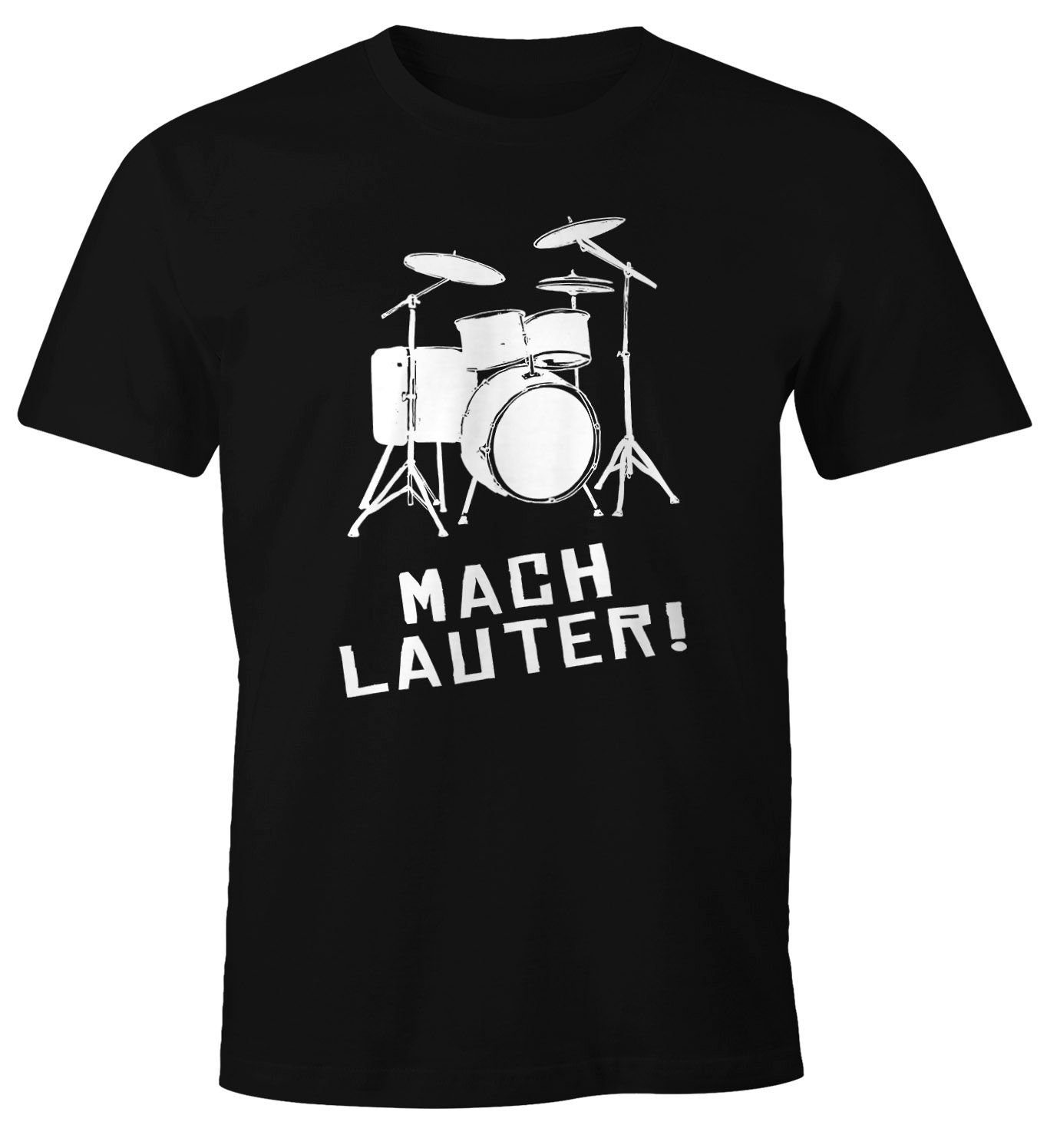 MoonWorks Print-Shirt Schlagzeug T-Shirt Herren Mach Lauter Fun-Shirt Moonworks® mit Print schwarz