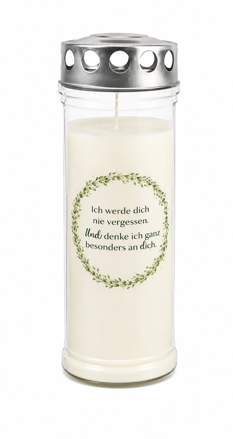 Kopschitz Kerzen Grabkerze 7-Tage-Brenner Grabkerze – Transparent Ich werde dich nie vergessen