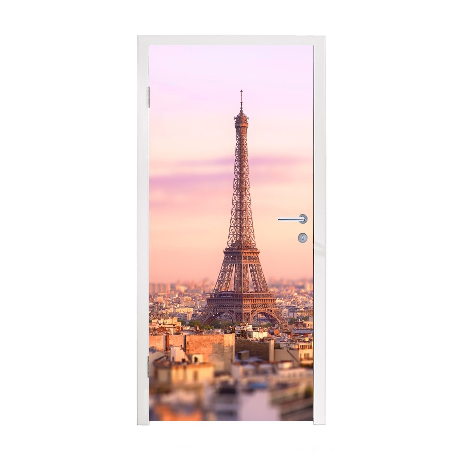 bedruckt, cm Türtapete Himmel, - Tür, Paris Fototapete St), 75x205 für - (1 Matt, Eiffelturm MuchoWow Türaufkleber,