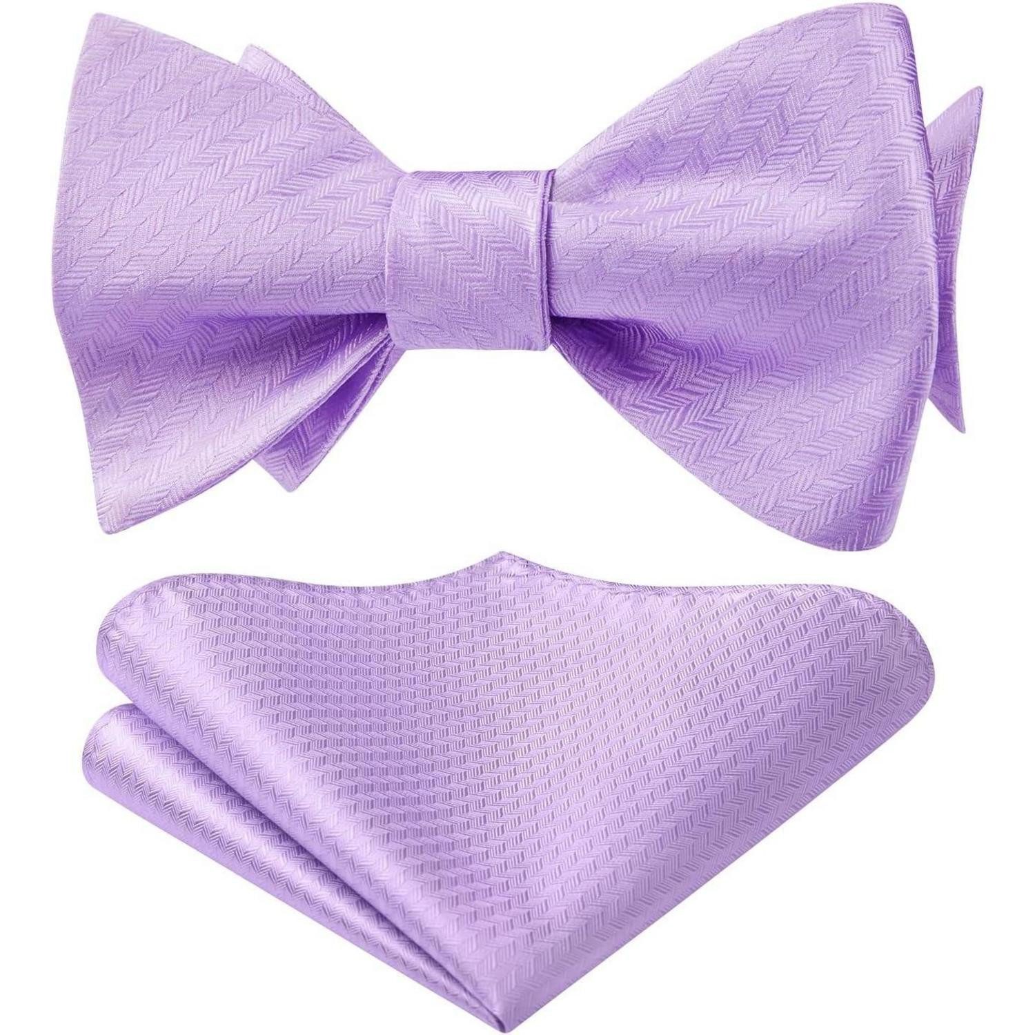 LuxusKollektion Krawatte Fliege Herren Einstecktuch Set Hochzeit Feier Lila-2 Einheitsgröße