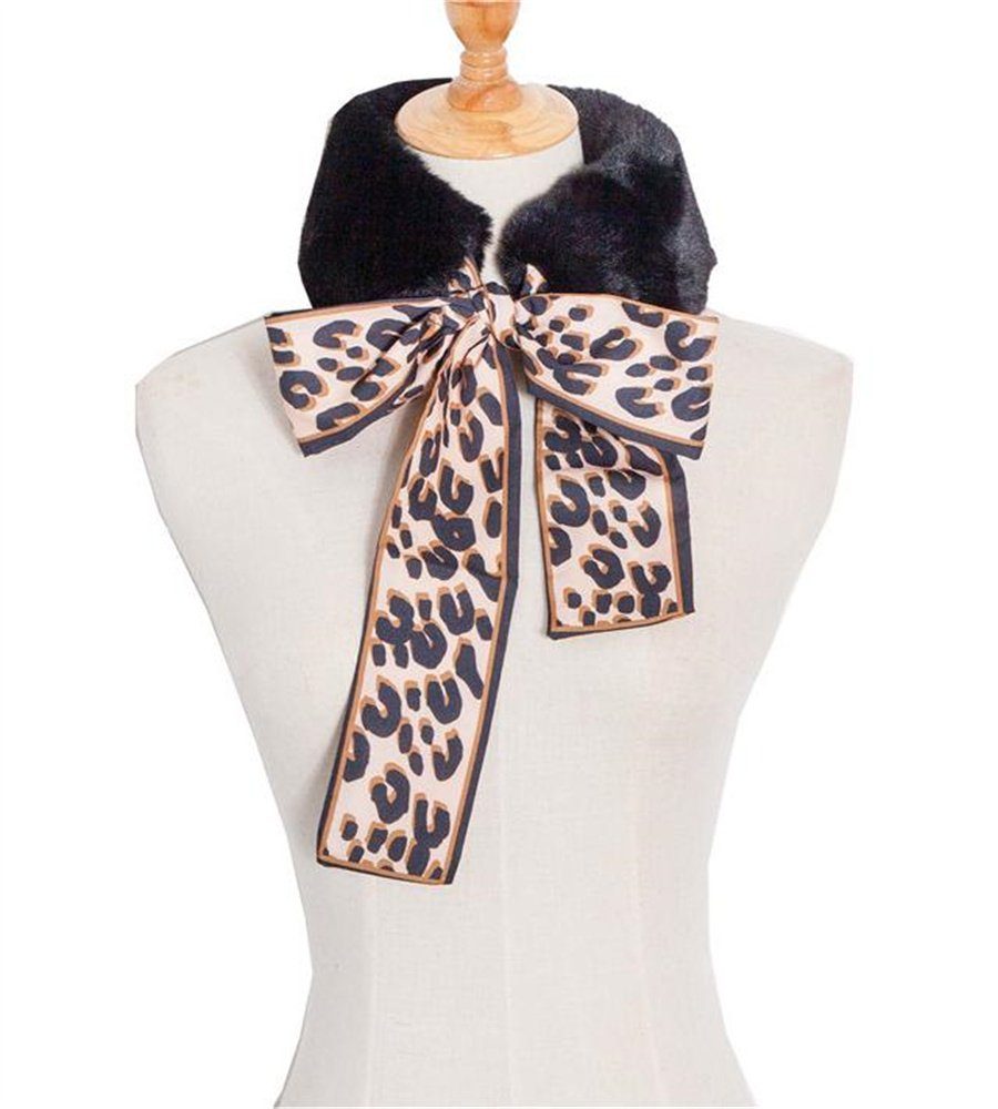 Rouemi Modeschal Neue Damen Schal, verdickt faux Kaninchen Pelz Leopard Druck Schal