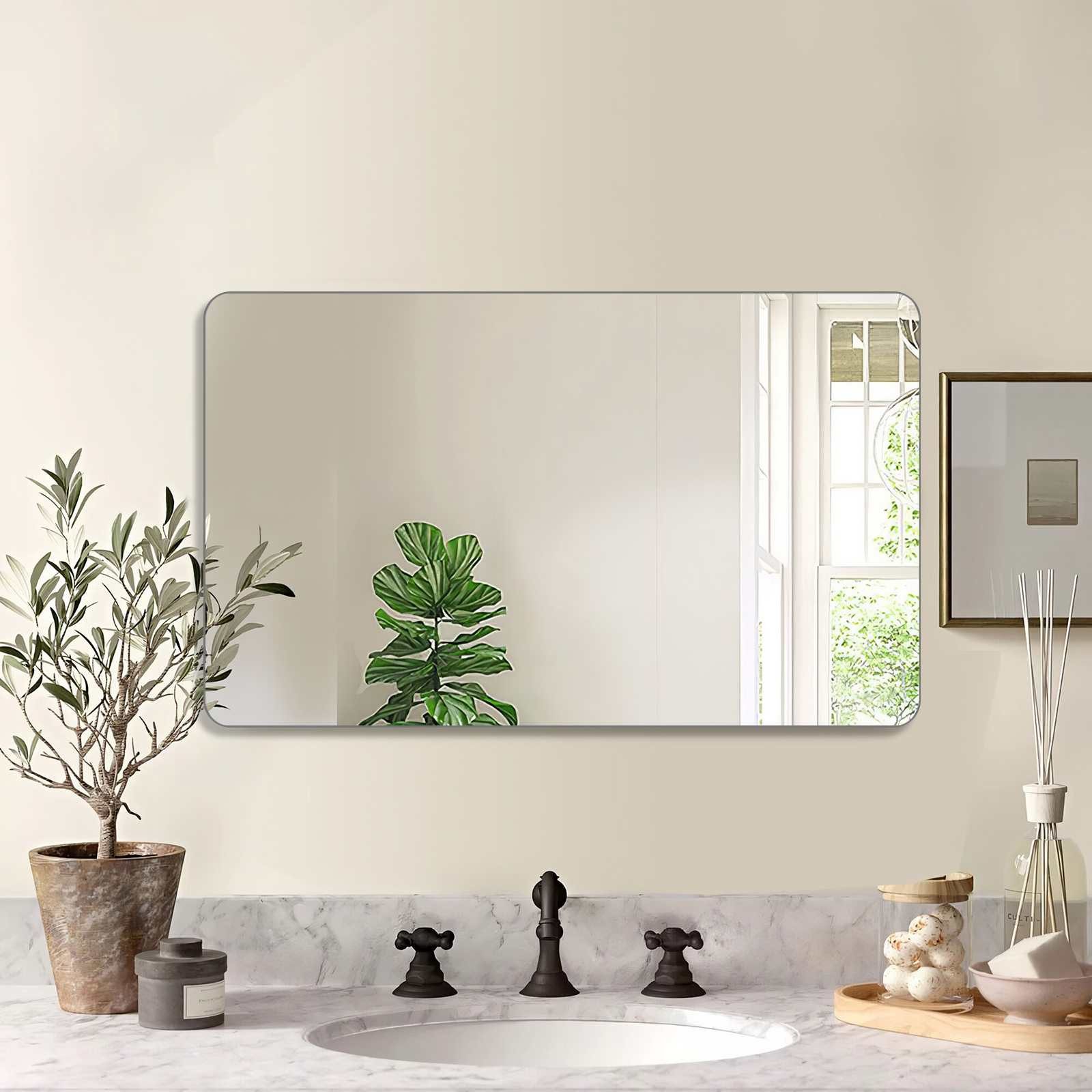 BBWL Wandspiegel Rechteckiger Badezimmerspiegel 60x100/60x120cm, gehärtetes Glas, wasserabweisend, rostfrei & HD-Klarheit