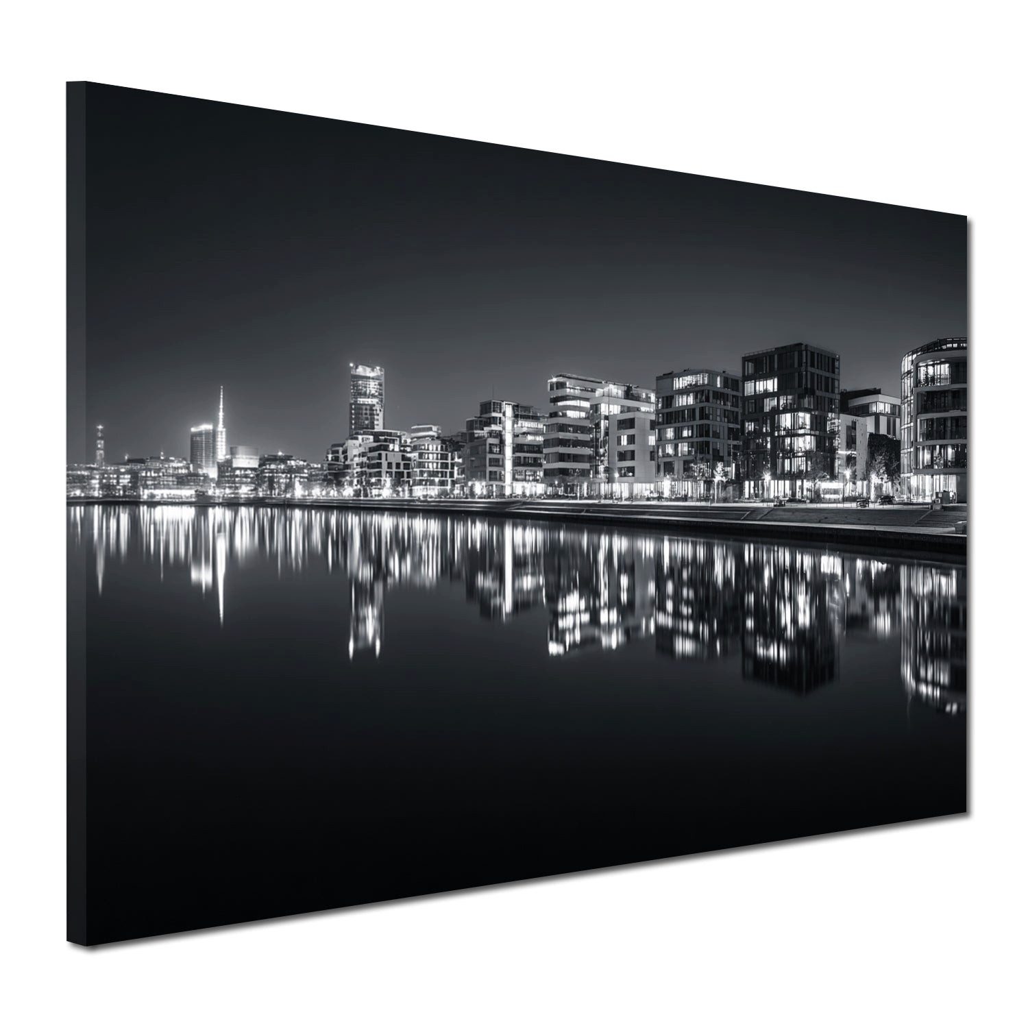 Artedinoi Leinwandbild Architektur Bremen Wasserspiegelung schwarz weiß Wandbild Leinwandbild, Bremen mit Wasserspiegelung, S/W