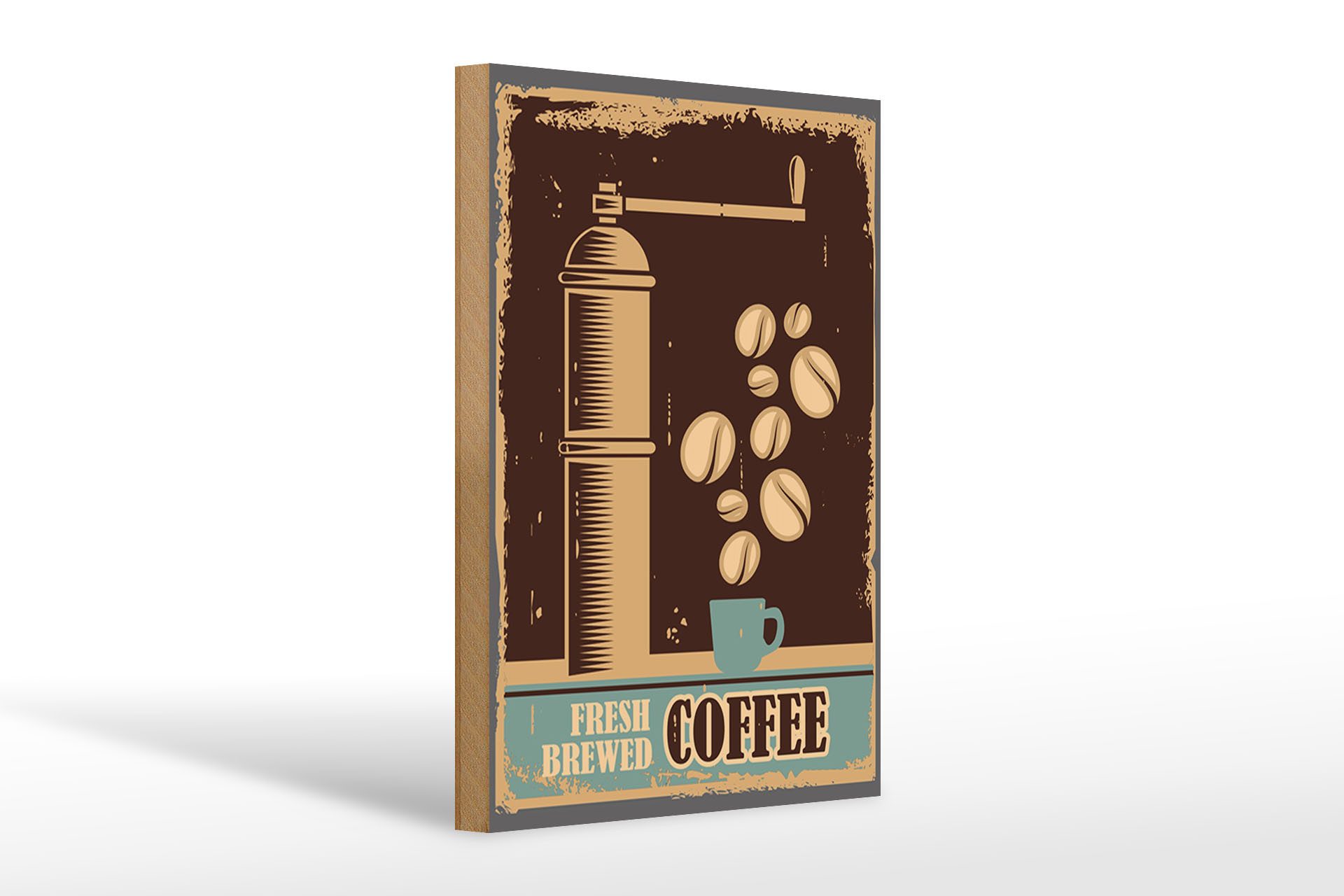 Holzbild Retro 20x30cm Kaffee Coffee fresh brewed