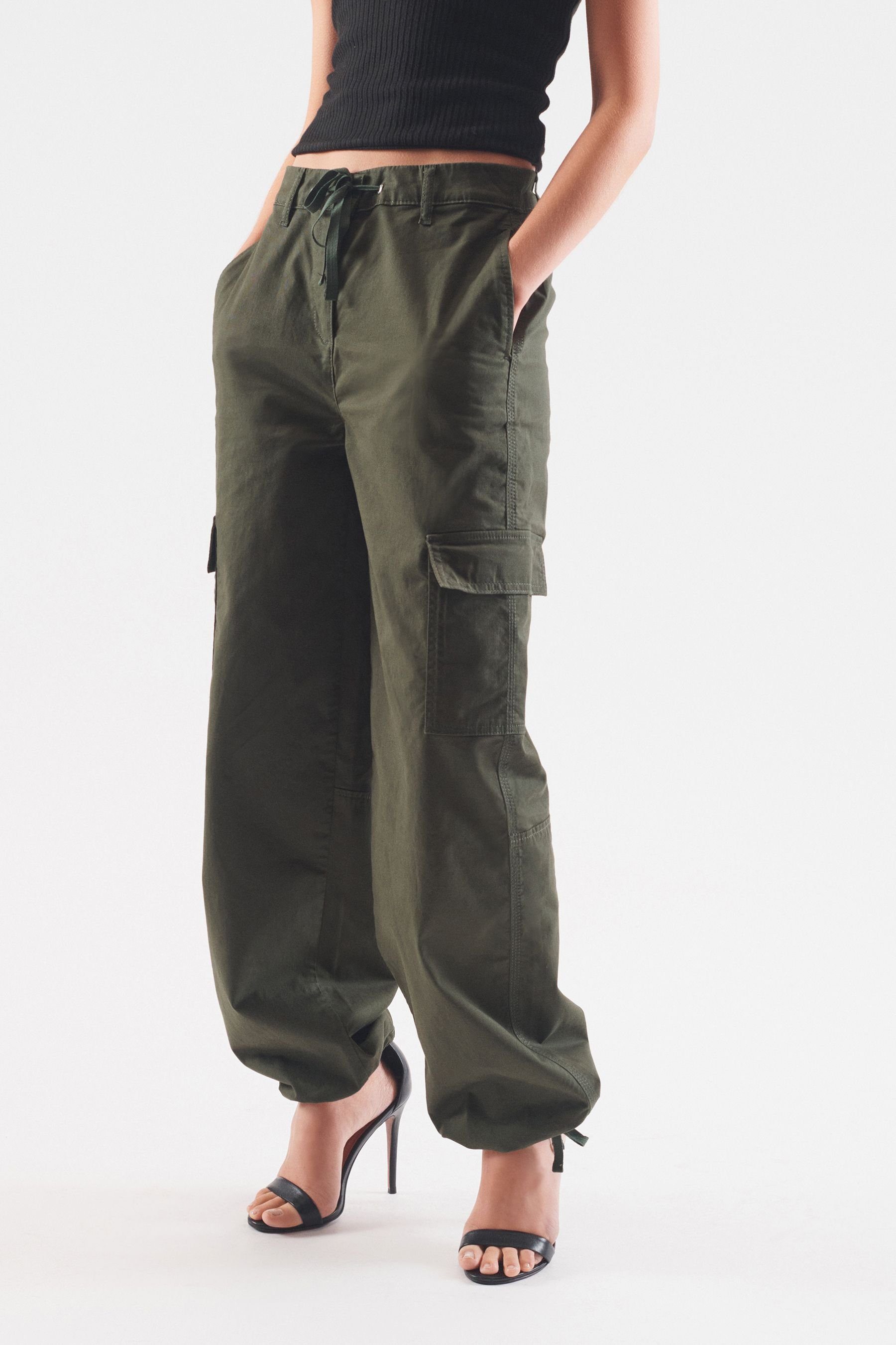 (1-tlg) Cargohose Next Green Khaki Fallschirm Cargohose