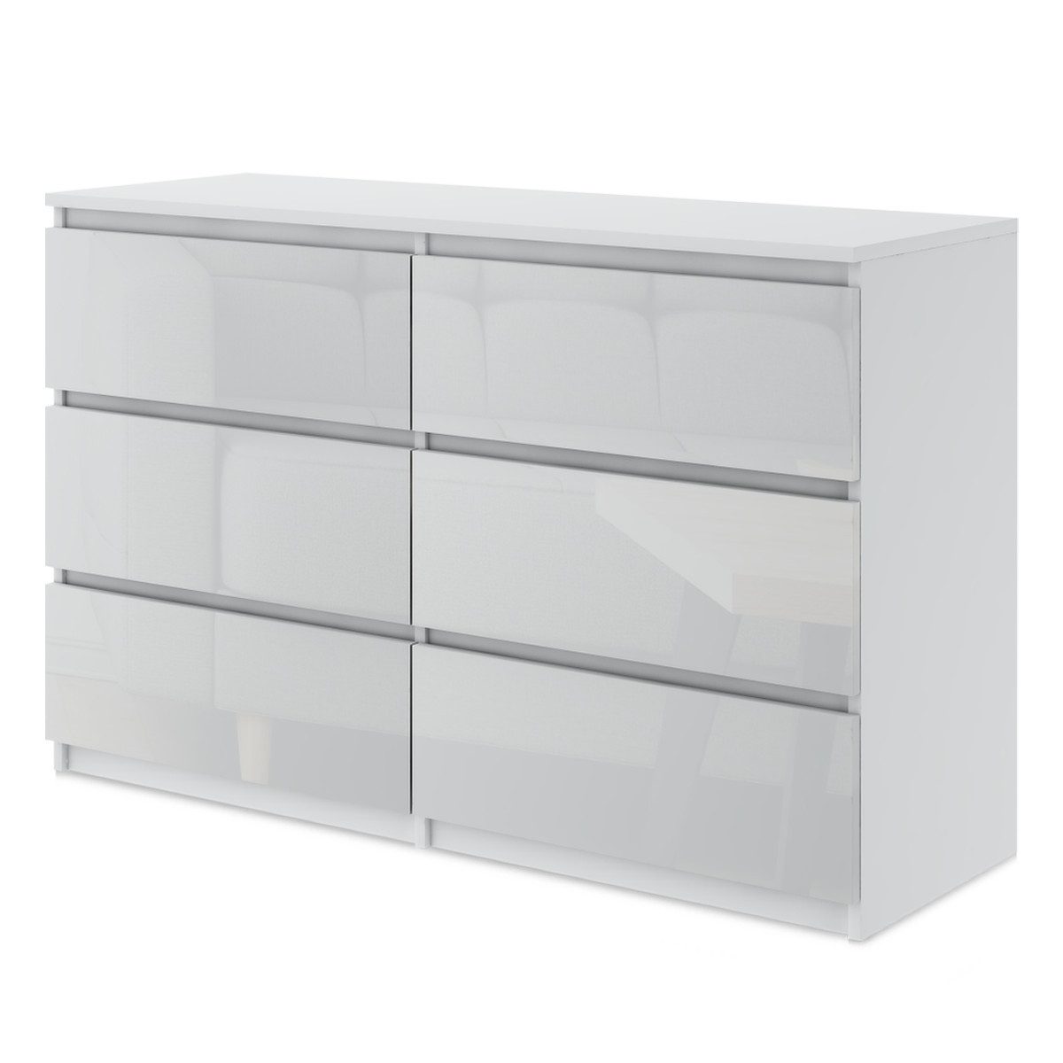Furnify Kommode Schöne moderne Kommode 120 cm mit 6 Schubladen in Weiß
