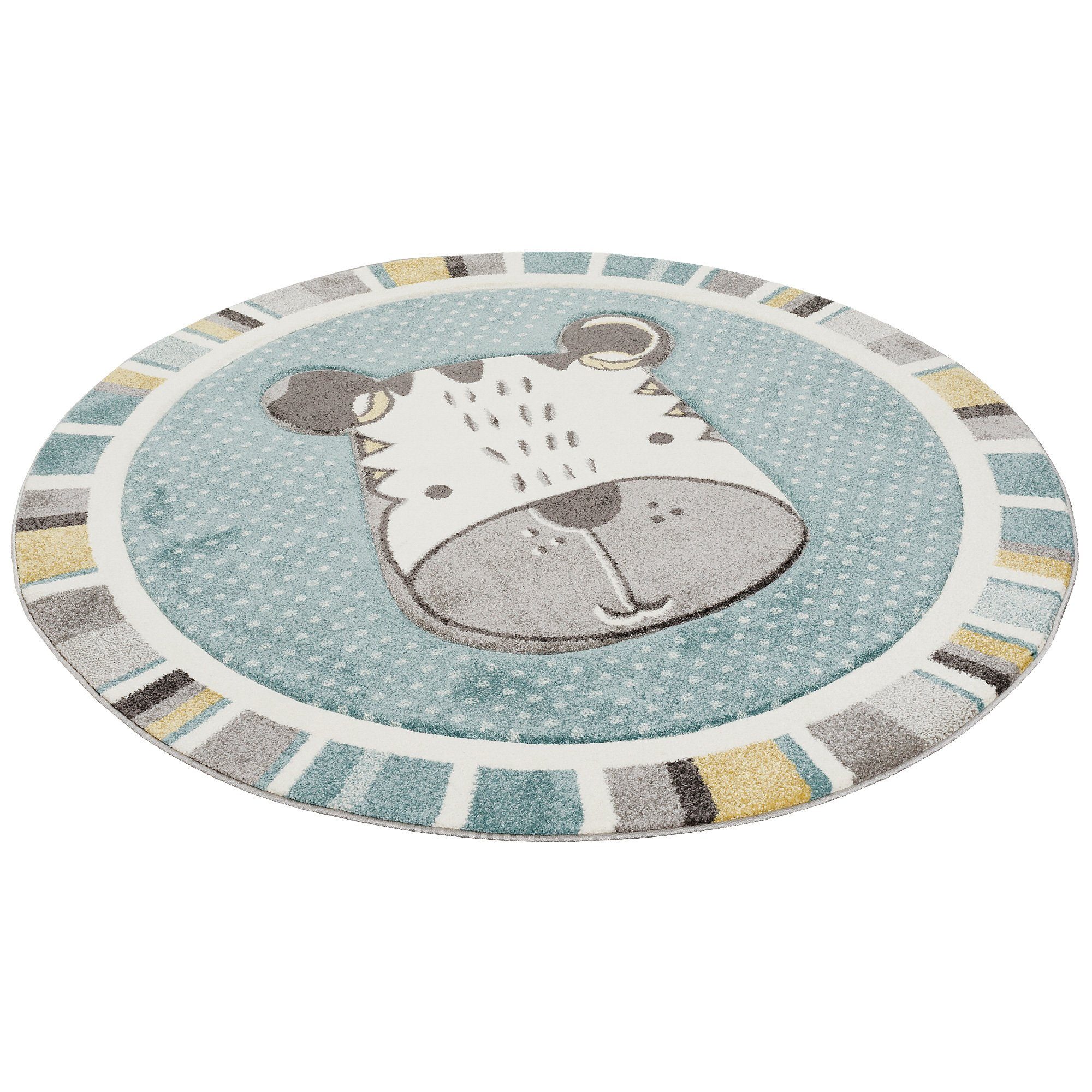SWECOMZE Flauschige Kinderteppich AFFE,Durchmesser 60 cm rutschfest Abwaschbar Spielteppich für Babyzimmer Rund Teppich Kurzflor Spielteppich Krabbeldecke Tiere Motive 