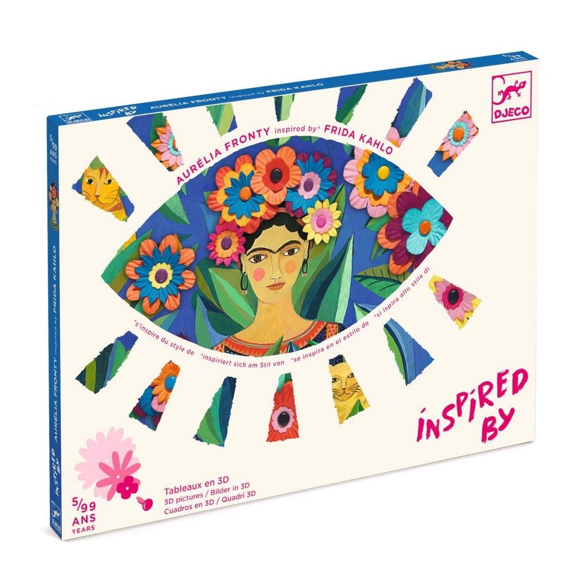DJECO Kreativset Inspired by: Frida Kahlo Blumenbilder 3D Kunstprojekt ab 8 Jahren