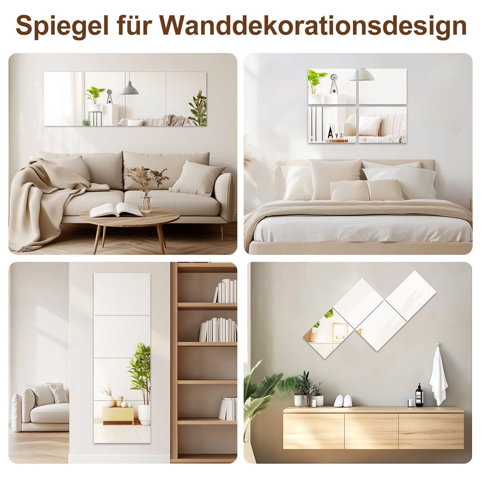 Youyijia Wandsticker Spiegelfliesen Selbstklebender Glasspiegelfliese Wands günstig online kaufen