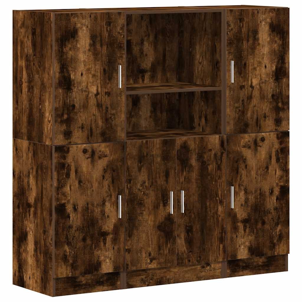 vidaXL Regal 3-tlg. Küchenschrank-Set Räuchereiche Holzwerkstoff, günstig online kaufen