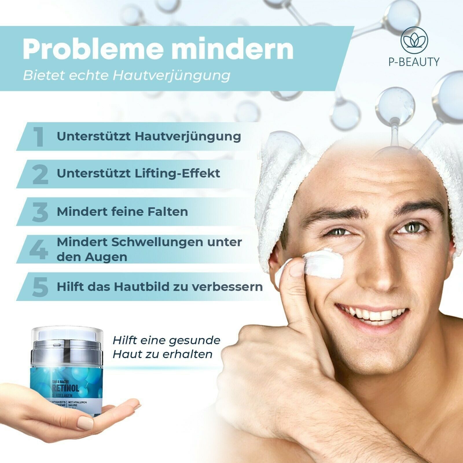 P-Beauty Cosmetic Accessories Anti-Aging-Creme Retinol Creme Anti-Falten mit Hyaluronsäure Kollagen Aloe Vera, 1-tlg.