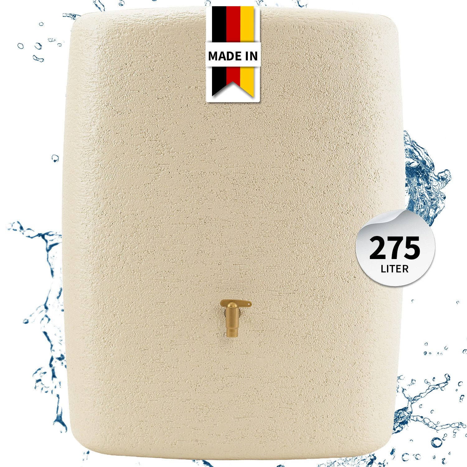 4rain Regentonne TERRA Wandtank 275 Liter sandbeige, 275 l