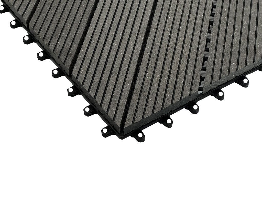 Outgarden Terrassenplatte WPC-Fliese Diagonal Dunkelgrau, WPC 30x30, Dunkelgrau