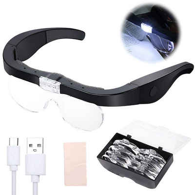 GelldG Lupenbrille Lupe mit Licht USB, Kopf Lupenbrille für Brillenträger