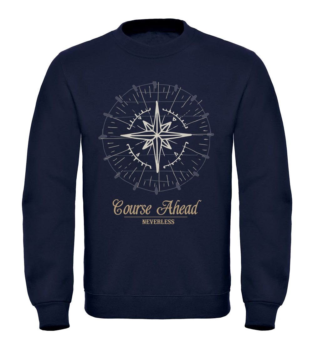 navy Windrose Pullover Kompass Navigator Rundhalspullover Segeln Herren Neverless Sweatshirt Sweatshirt Neverless®