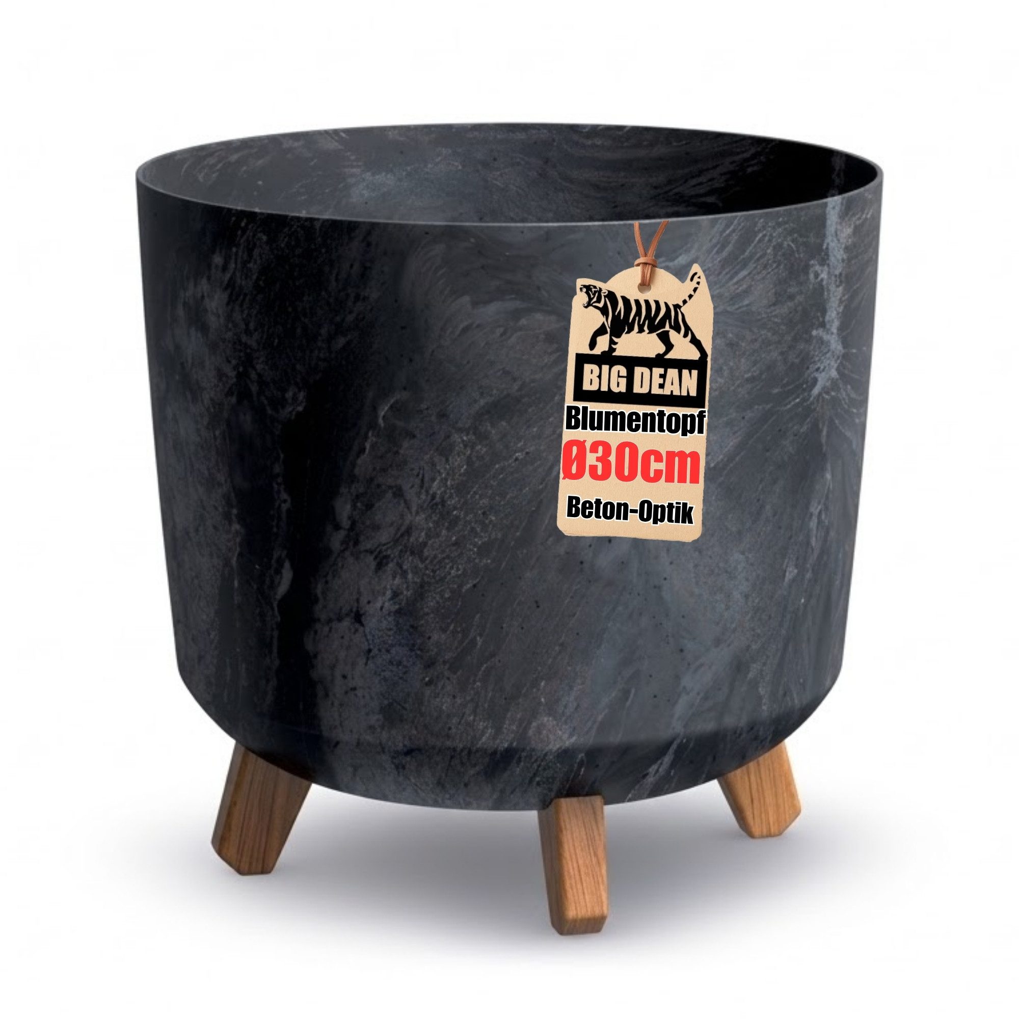 BigDean Pflanzkübel 28,5cm Anthrazit Beton Optik mit Abnehmbaren Füßen (Stück, 1 St., Pflanzkübel), Schneller Aufbau, stabiler Stand, modernes Finish