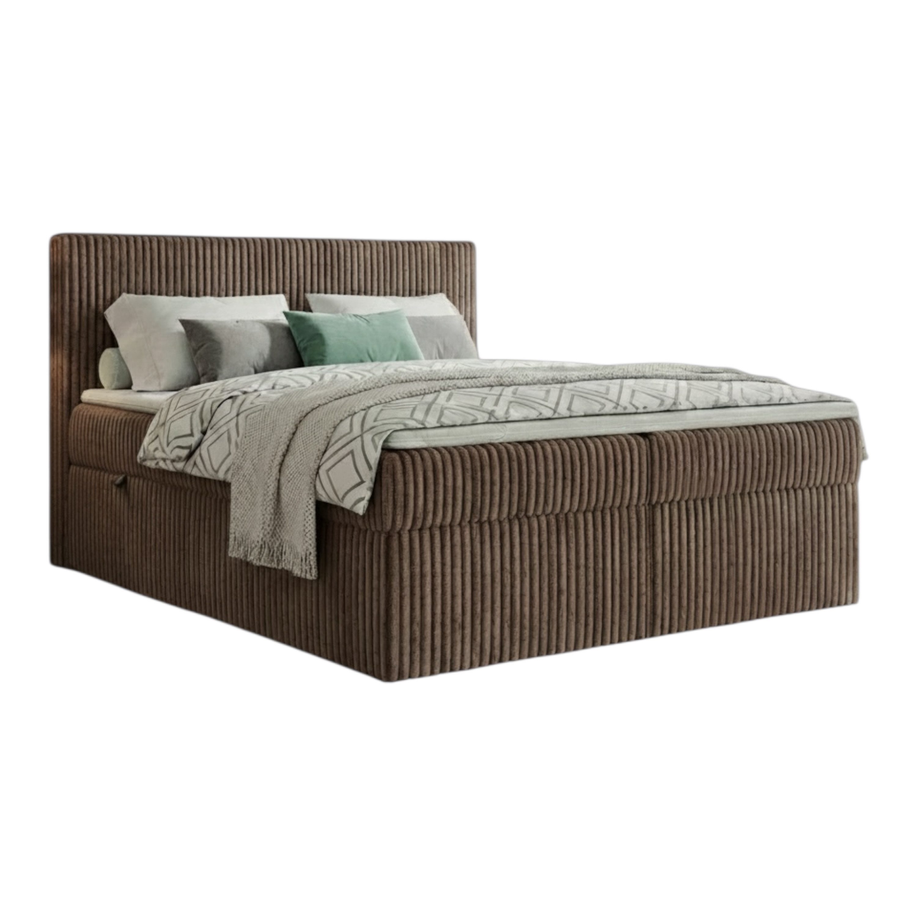 A&J MöbelLand GmbH Boxspringbett RALF mit Bettkasten, Topper und gepolstertem Kopfteil. (Boxspringbett mit Bettkasten und gepolstertem Kopfteil)