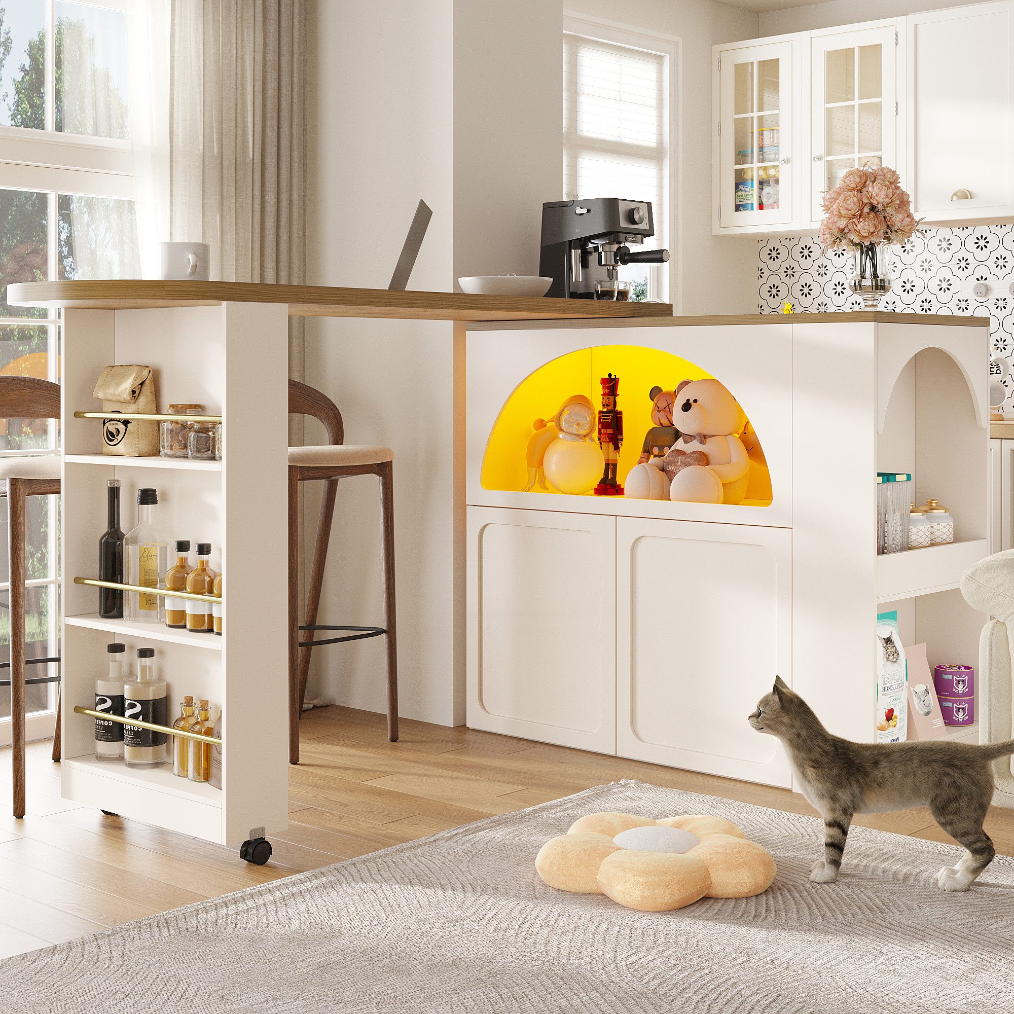 MODFU Bartisch 360° Drehbarer Bartisch,Kücheninsel, Reversibel günstig online kaufen