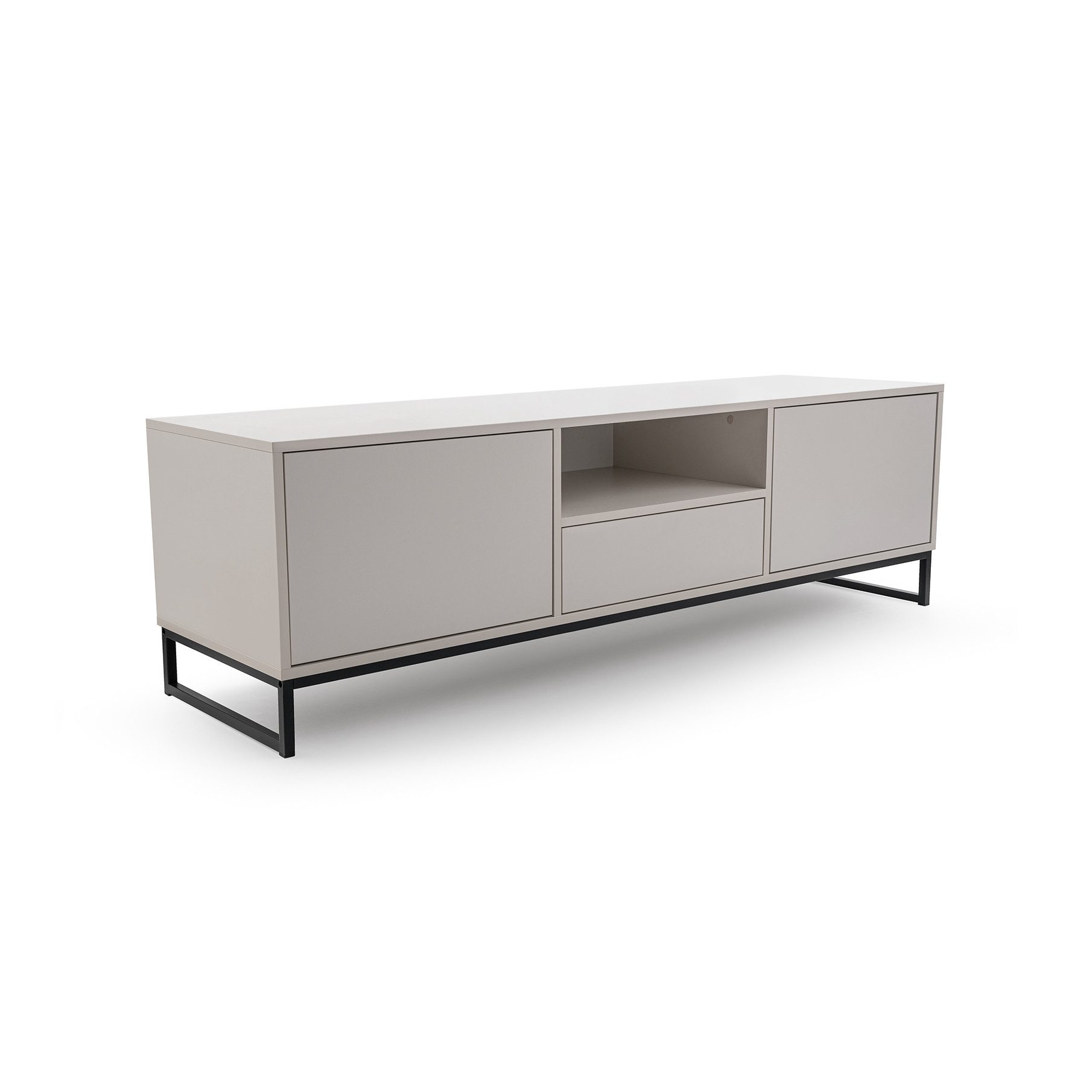 Beautysofa TV-Schrank GIANA elegante grifflos mit 2 Türen und Schublade (erhältlich in Sandbeige oder Flaschengrün) Breite: 160 cm