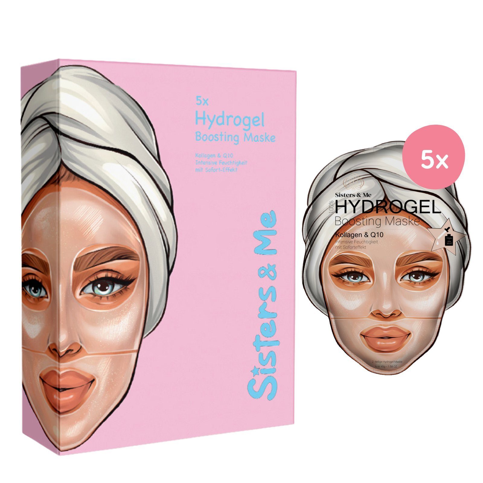 Gesichtsmaske Me 100 Sisters Feuchtigkeitsmaske, % Hydrogel Sisters Me & 5-tlg. 5x &