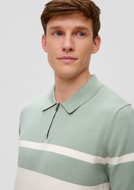 s.Oliver BLACK LABEL Strickpullover Poloshirt aus Feinstrick Rippblende