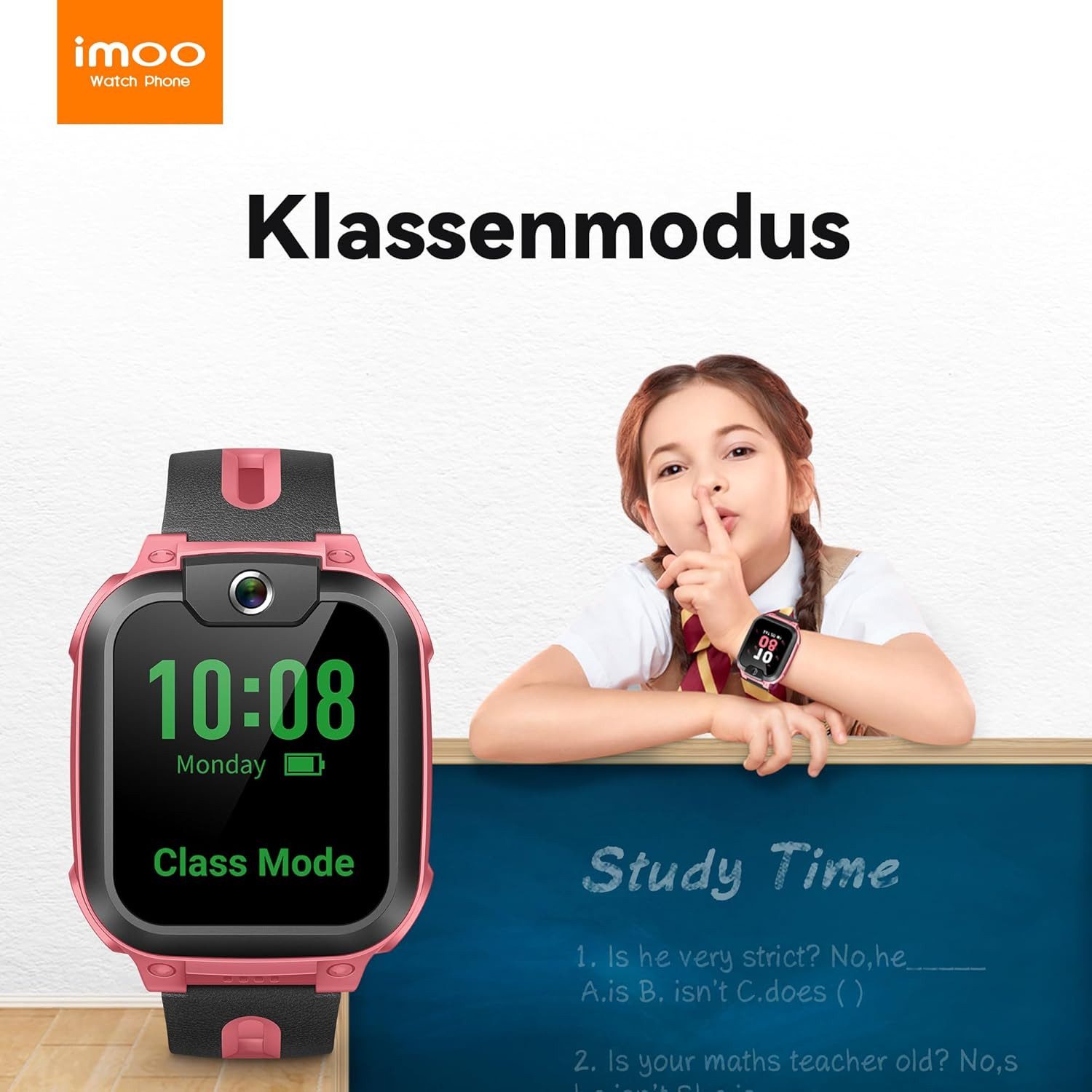 imoo ‎ Z1 Różowy Smartwatch (3,3 cm, sim), KINDER-SMARTWATCH MIT VIDEOANRUFFUNKTION GPS UND WASSERSCHUTZ