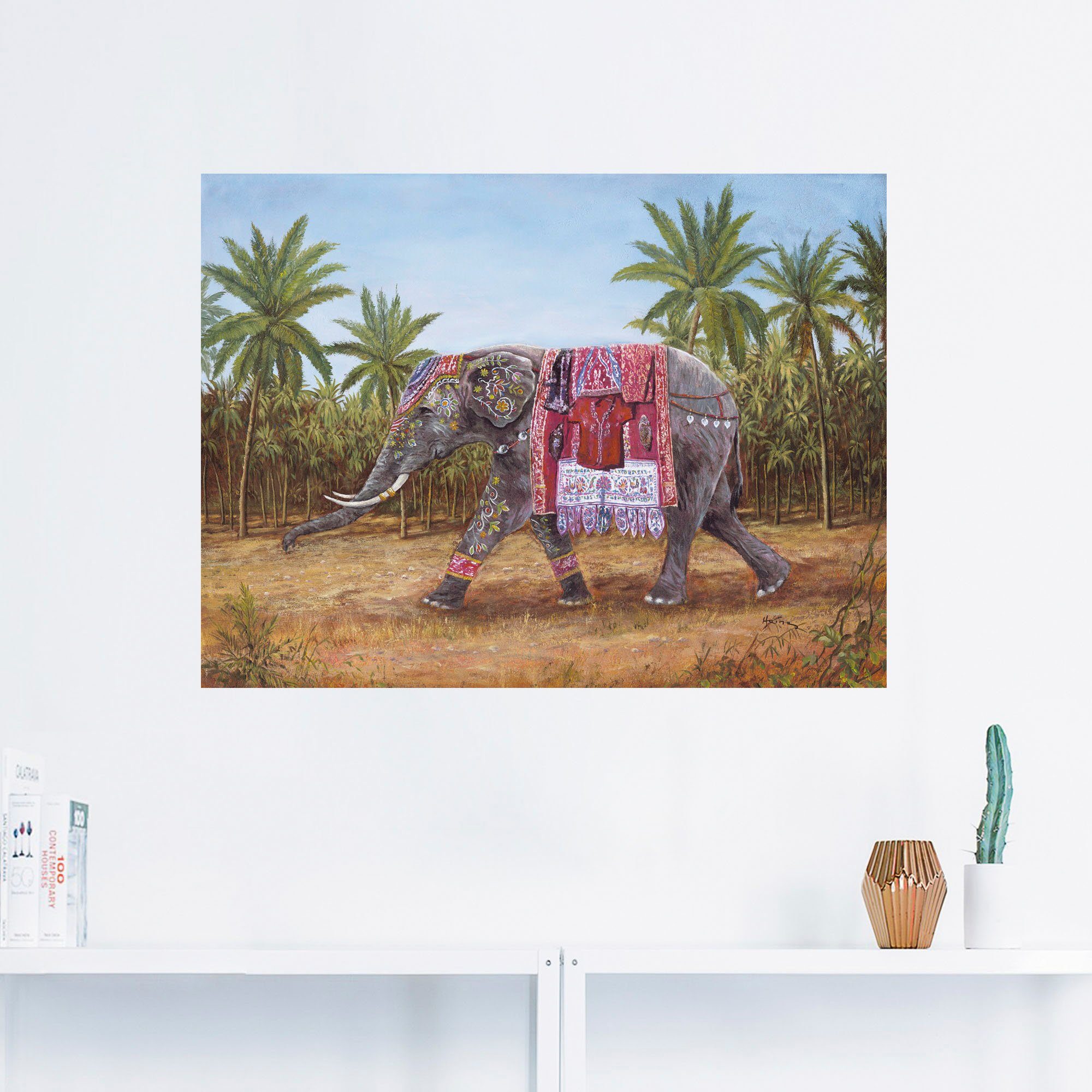 Artland Wandbild Indischer Elefant, Wildtiere Poster Alubild, Wandaufkleber als St), in oder Größen versch. Leinwandbild, (1