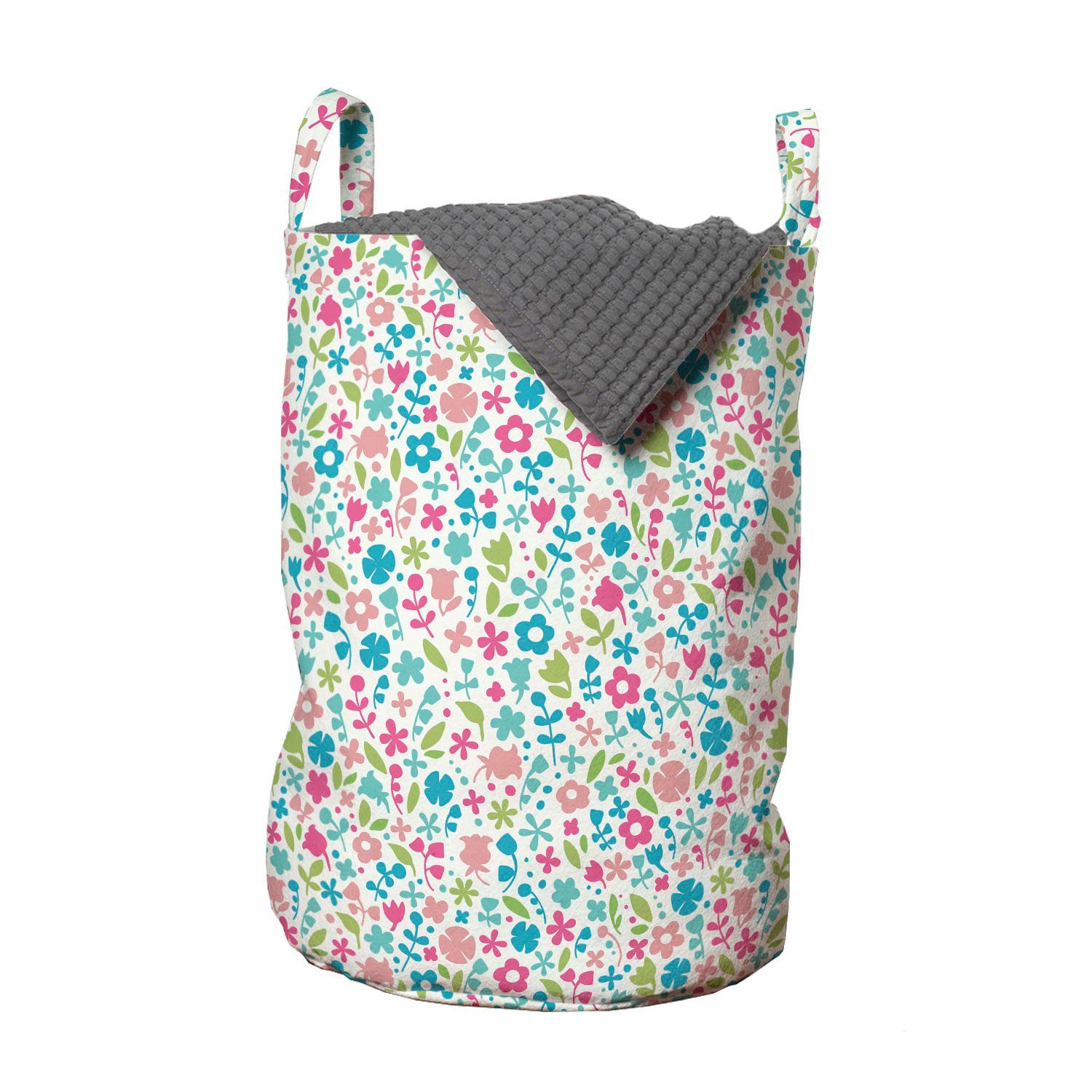Abakuhaus Wäschesäckchen Wäschekorb mit Griffen Kordelzugverschluss für Waschsalons, Baby Blumenmuster-Tupfen
